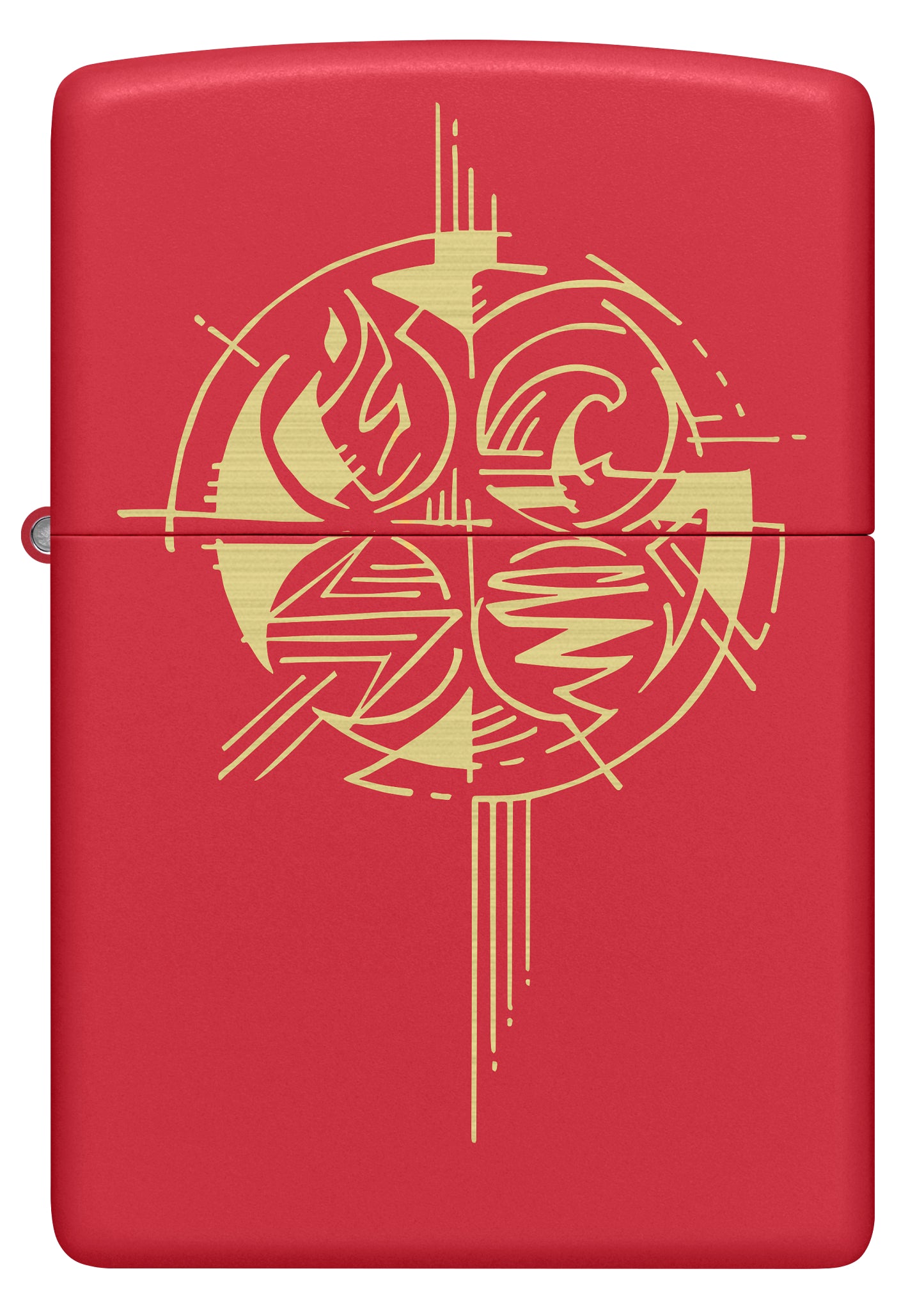 Front view of Zippo Elements Design Red Matte Windproof Lighter.
