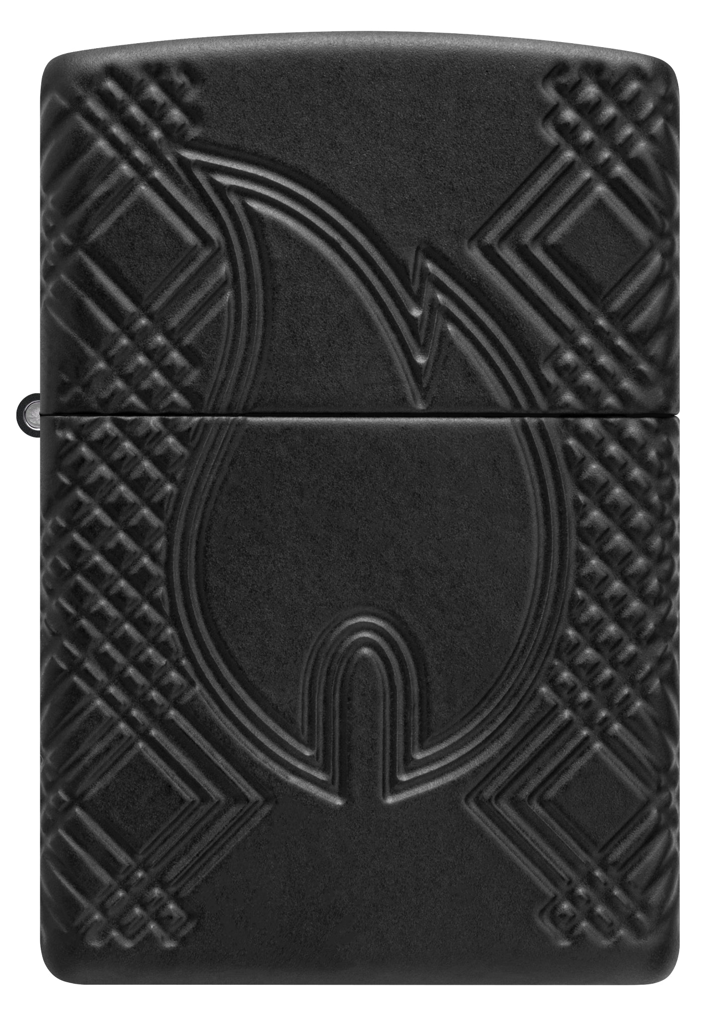Front view of Zippo Rivet Flame Armor® Black Matte Windproof Lighter.
