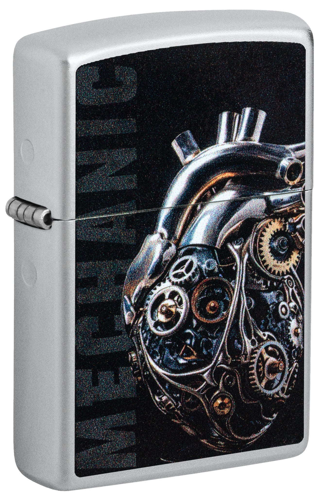 美品 紅牙 X IC/LIGHT SW X IC Zippo Mechanical Heart Design Satin Chrome Windproof Lighter