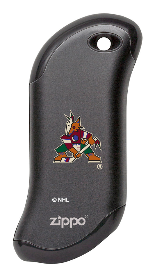 Front shot of NHL Arizona Coyotes: HeatBank® 9s Black Rechargeable Hand Warmer