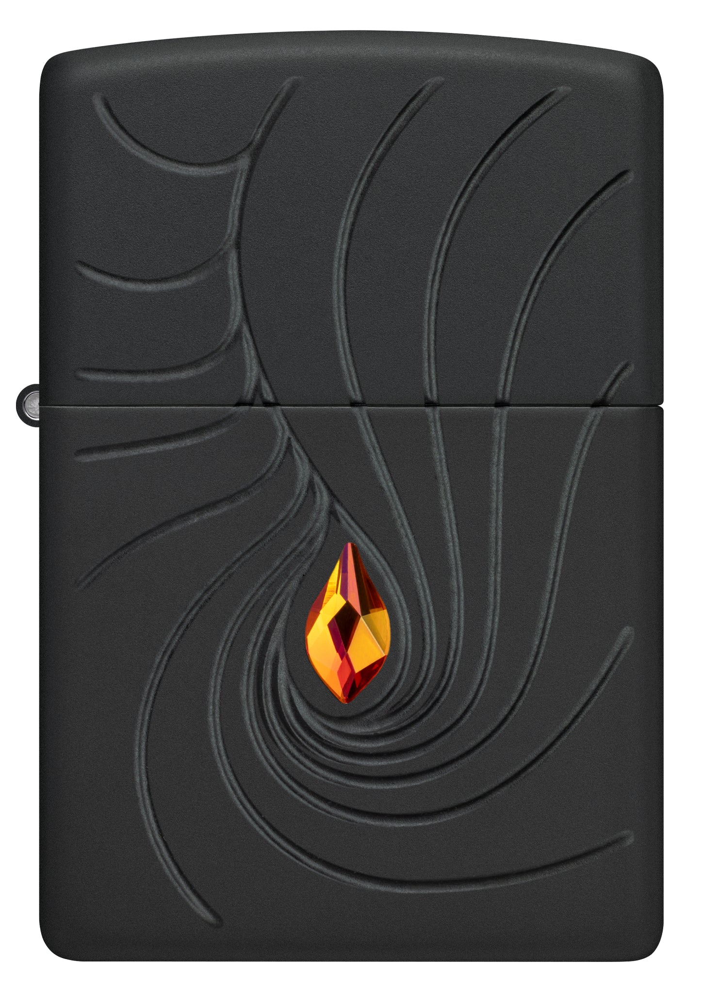 Front view of Zippo Crystal Waves Design Armor® Black Matte Windproof Lighter.