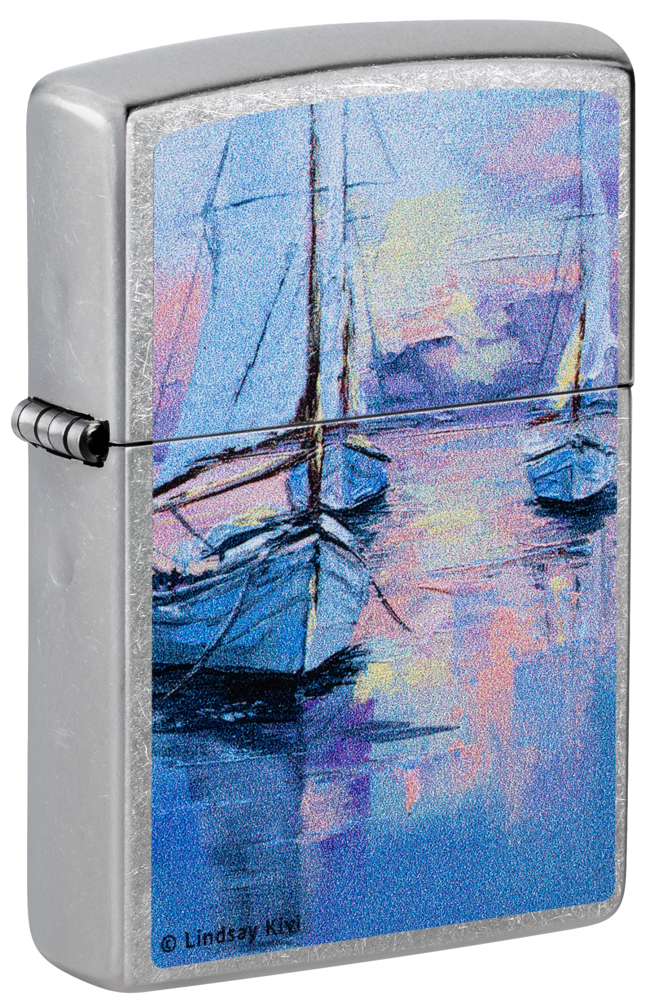 Zippo Lindsay Kivi Sailboats Design Street Chrome Windproof