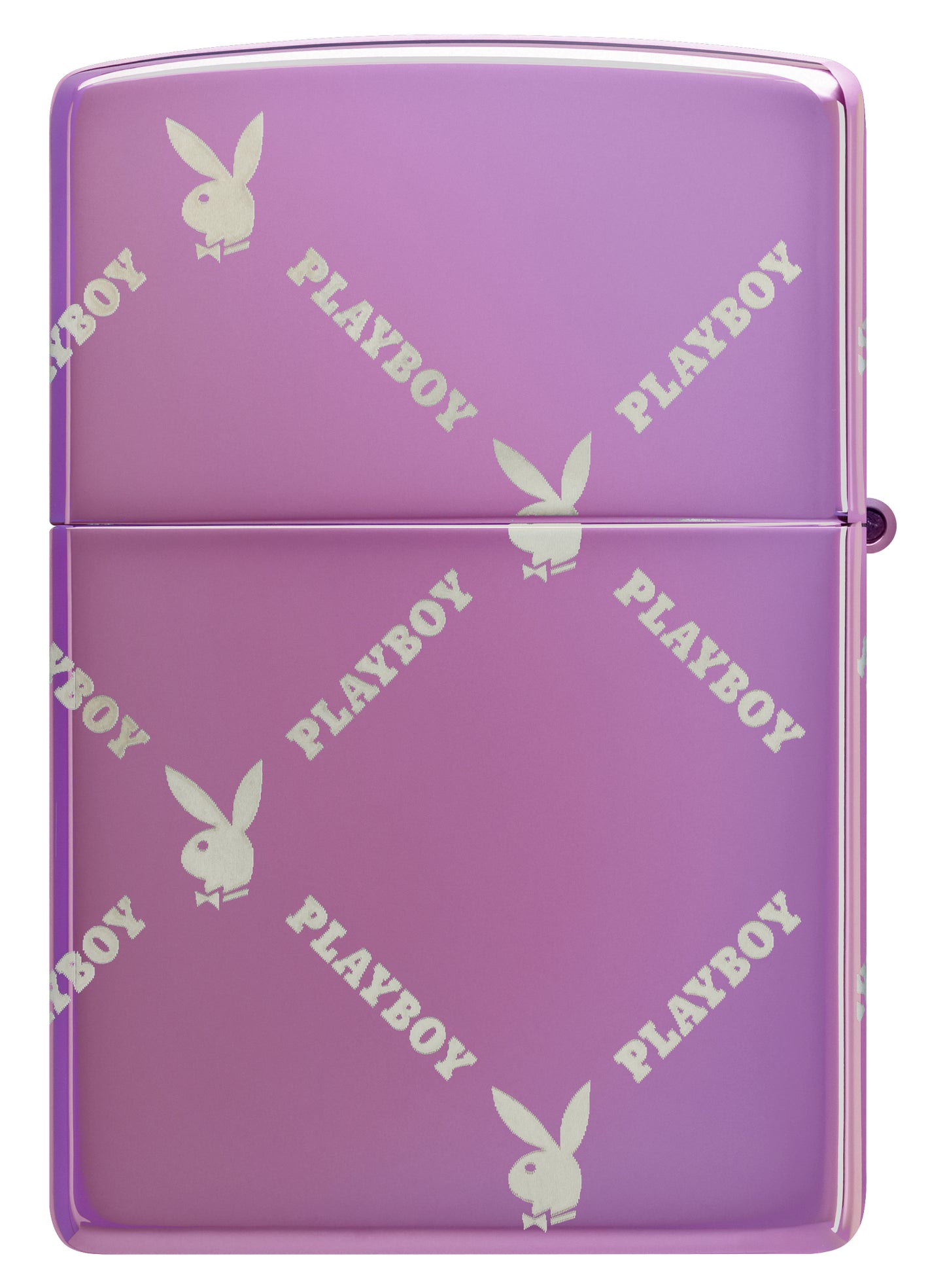 Back view of Zippo Playboy Argyle Design High Polish Purple Windproof Lighter .
