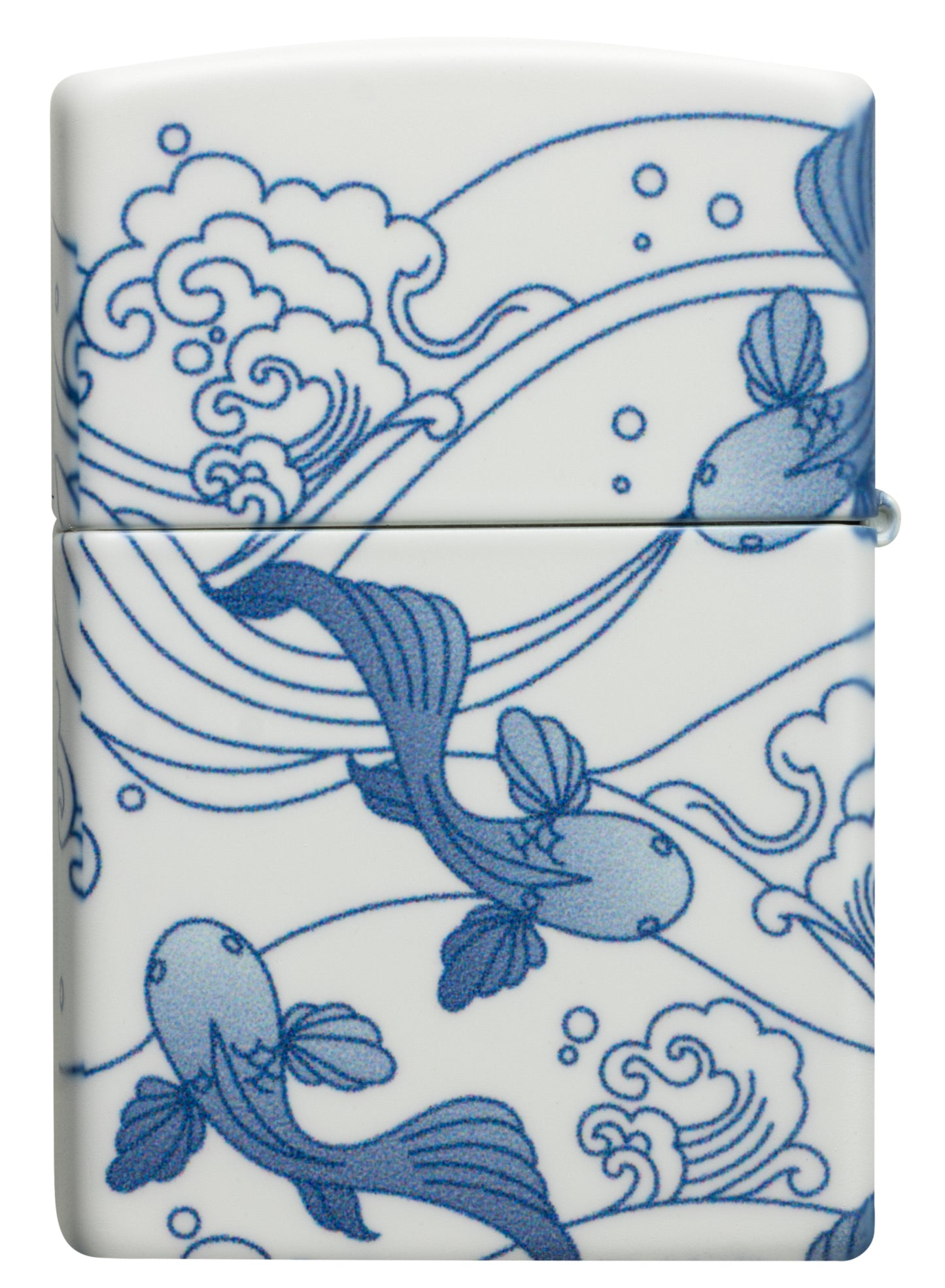 Back view of Zippo Porcelain Koi Design 540 Matte Windproof Lighter.
