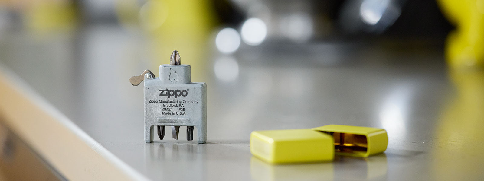 Bit Safe Screwdriver Insert next to a Classic Yellow Matte case.