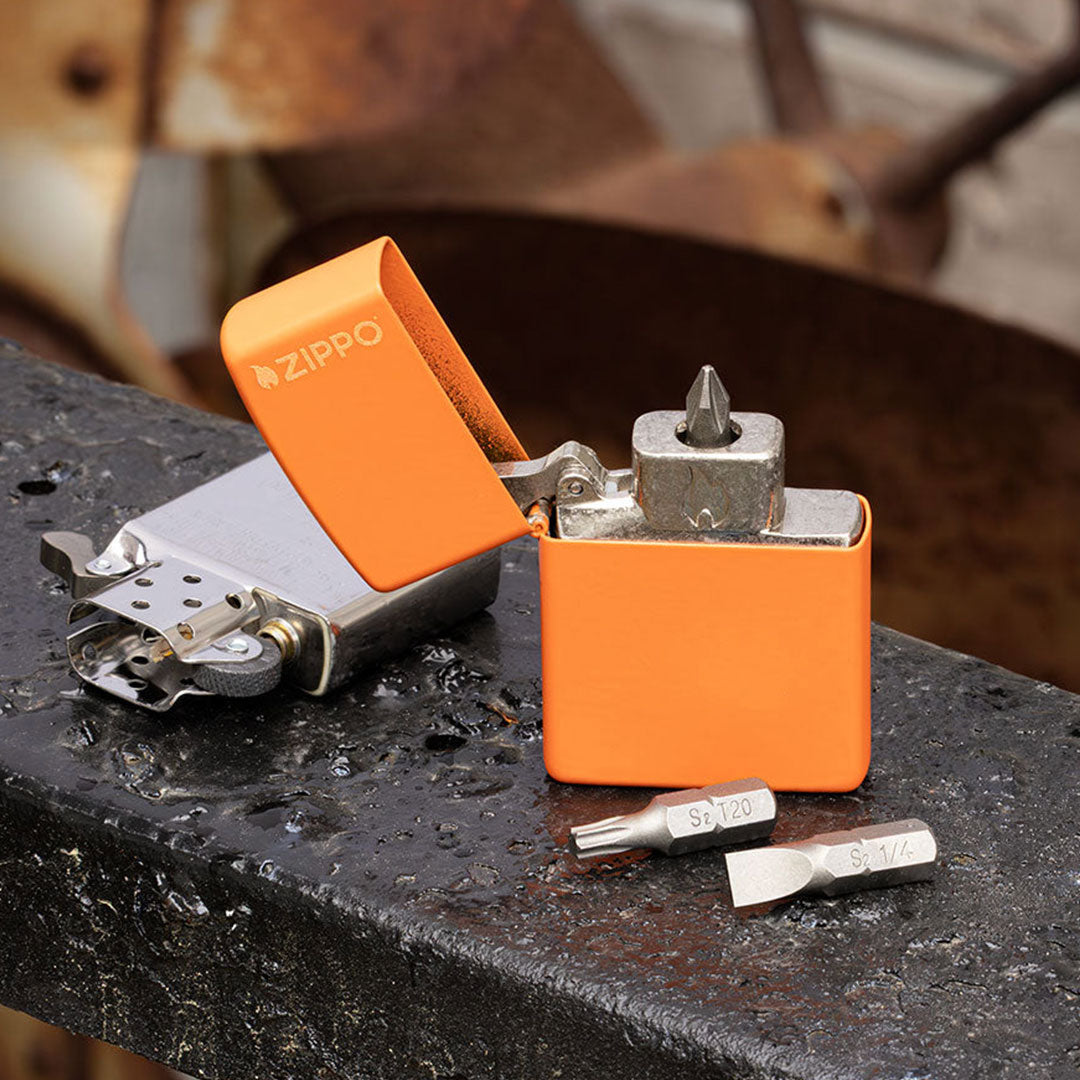 Bit Safe Screwdriver Insert in an Orange Matte lighter case.