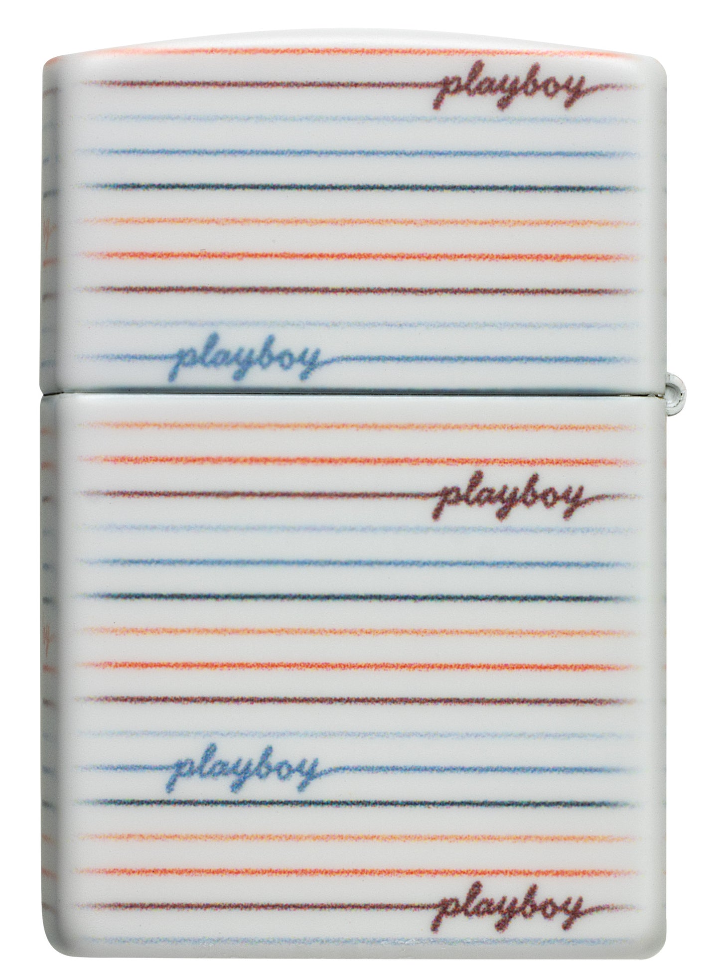 Back view of Zippo Playboy Rabbit Silhouette Line Design White 540 Matte Windproof Lighter.