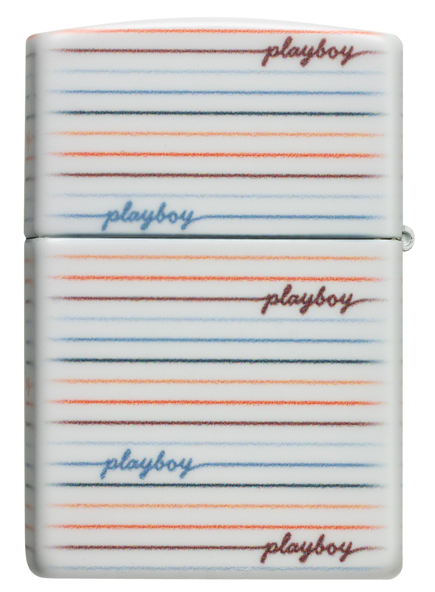 Back view of Zippo Playboy Rabbit Silhouette Line Design White 540 Matte Windproof Lighter.