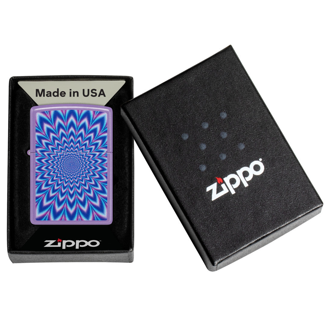 Zippo Lavender Illusion Design Smoky Lavender Windproof Lighter in its packaging.