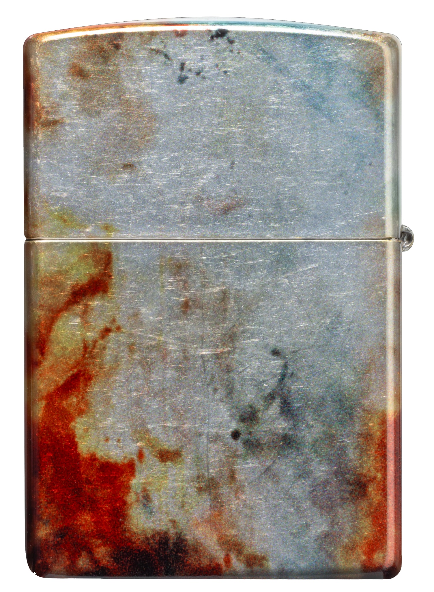 Back view of Zippo Firefighter Fusion Design 540 Tumbled Chrome Windproof Lighter.