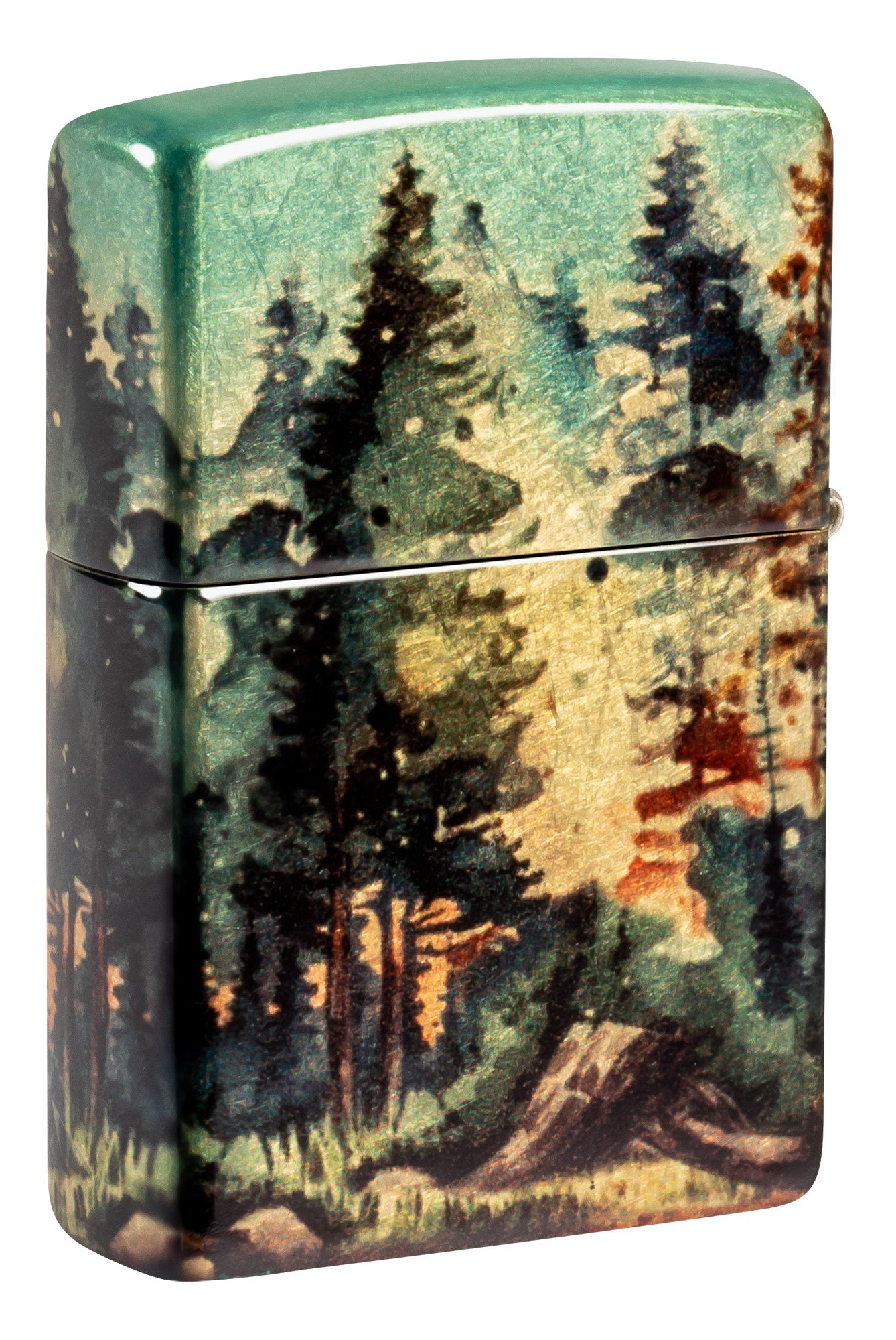 Back shot of Zippo Off the Grid Design 540 Tumbled Brass Windproof Lighter standing at a 3/4 angle.