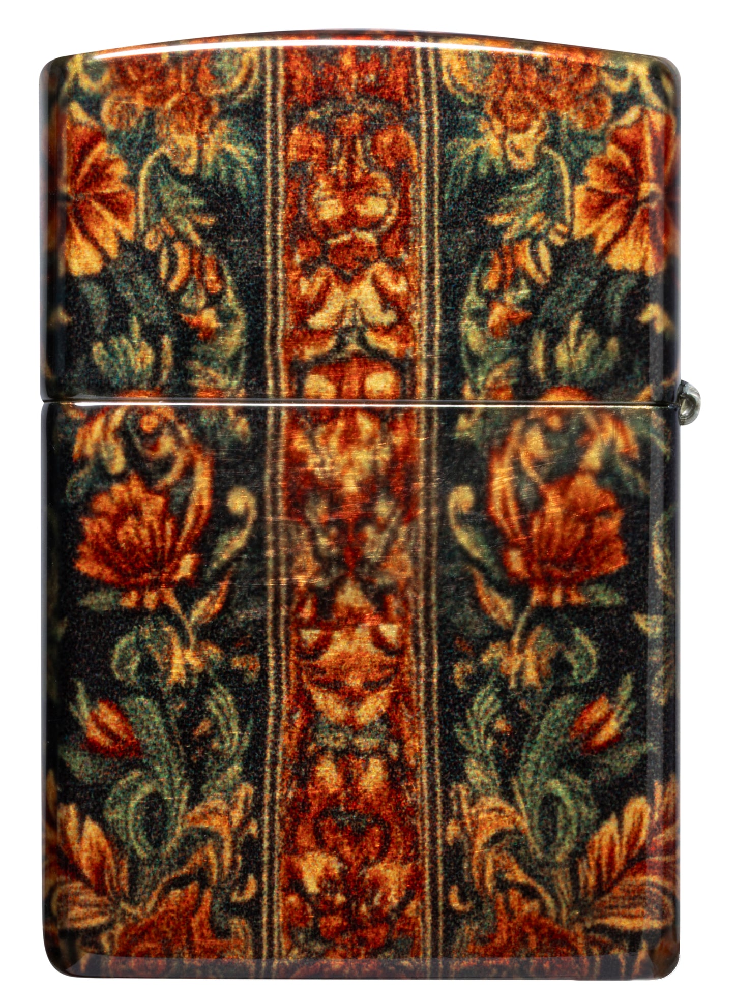 Back view of Zippo Cannabis Tapestry Design Tumbled Brass Windproof Lighter.