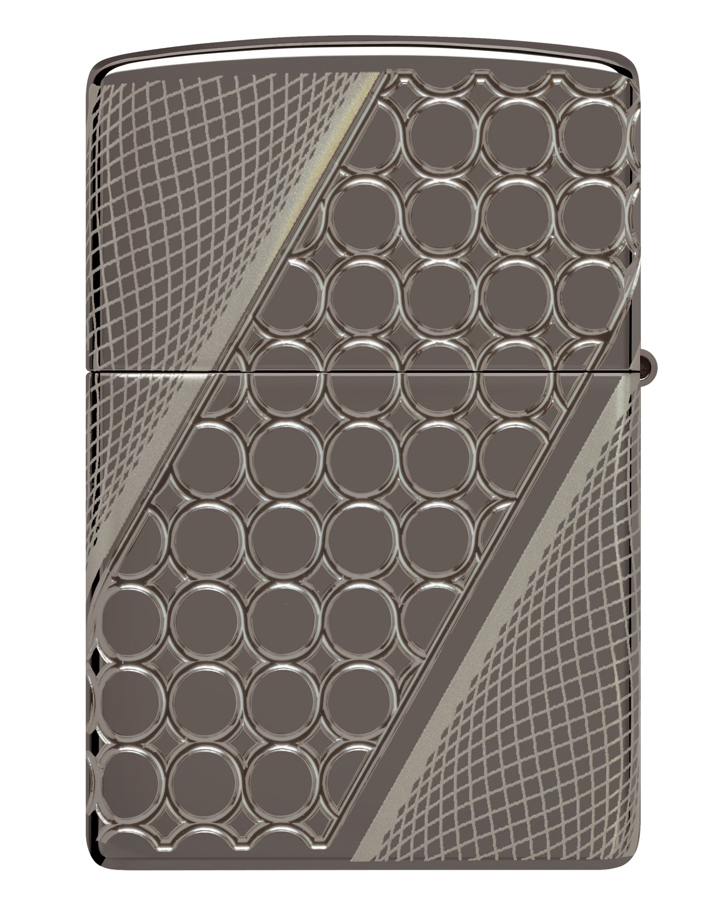 Back view of Zippo Deep Dots Design Armor® Black Ice® Windproof Lighter.