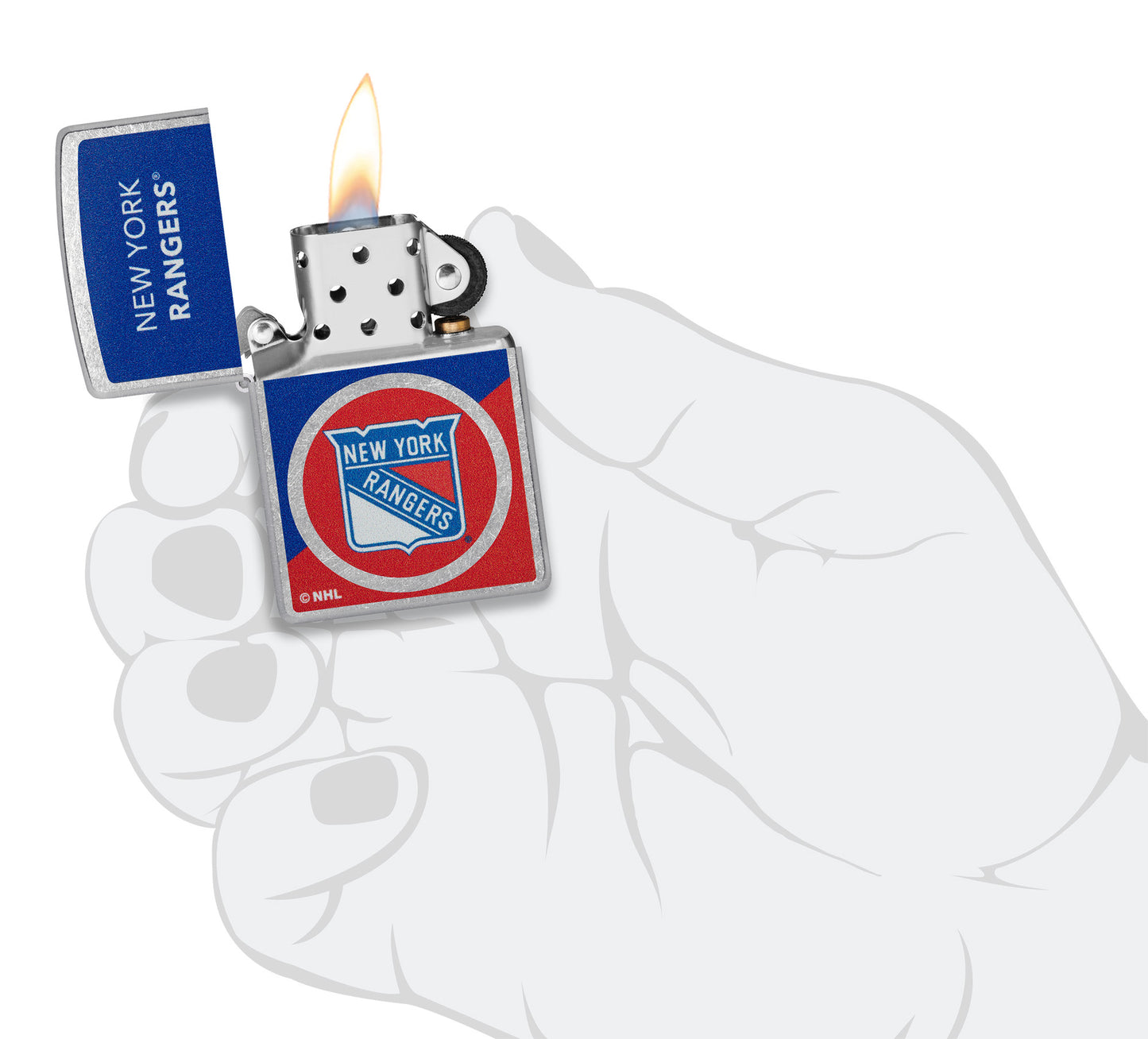 Zippo NHL® New York Rangers® 2024 Street Chrome™ Windproof Lighter in its packaging.
