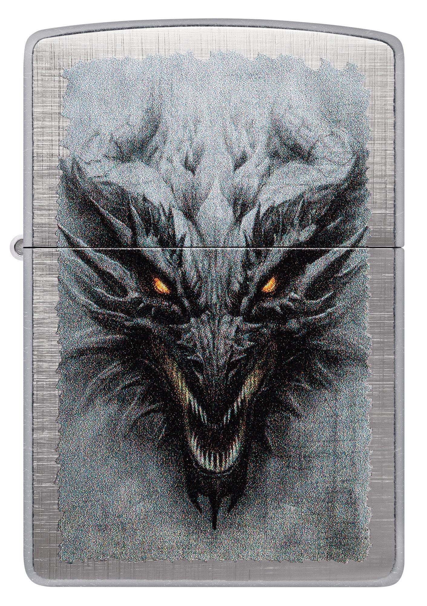 Front shot of Zippo Dragon Design Linen Weave Windproof Lighter.