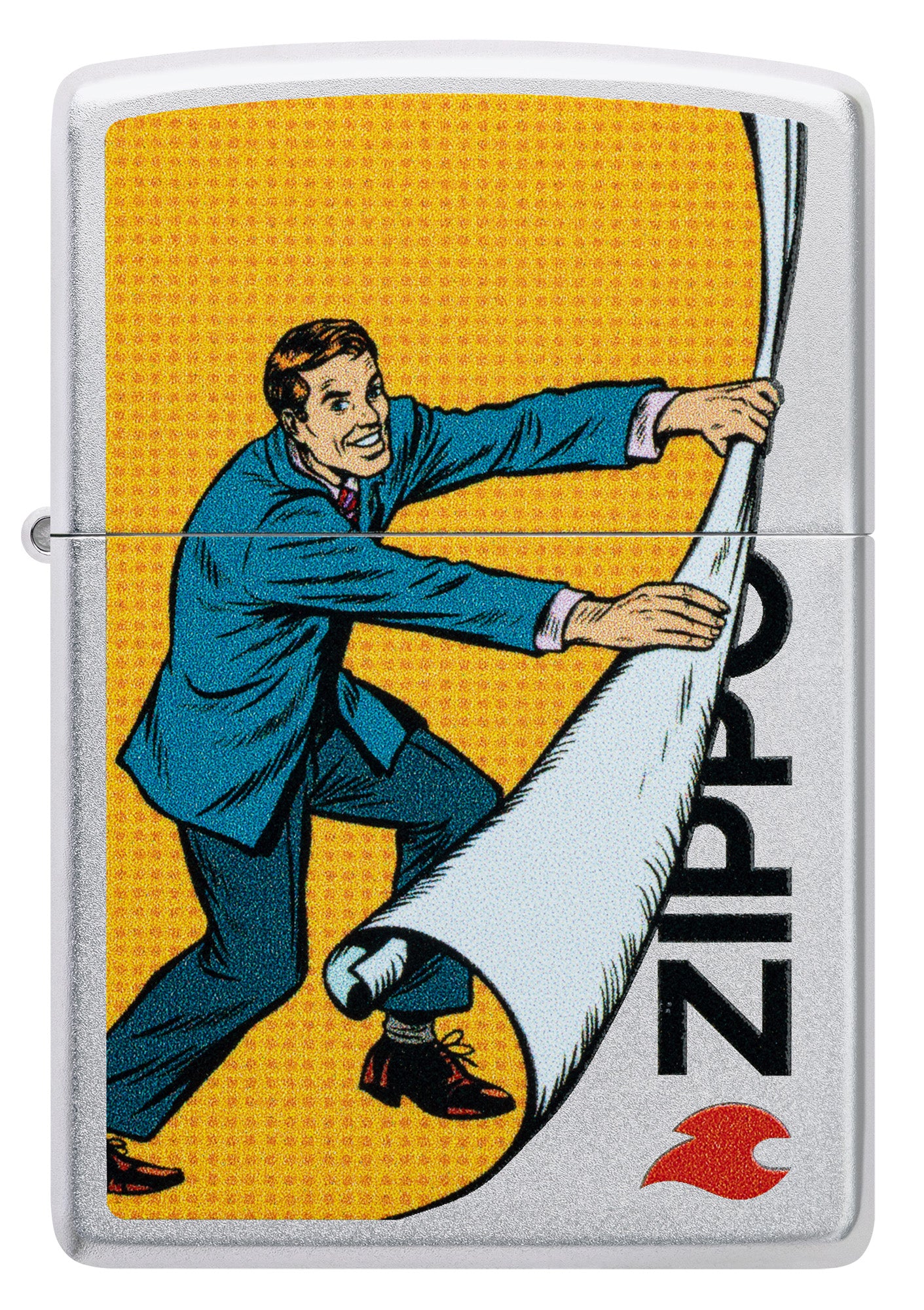 Front view of Zippo Reveal Design Satin Chrome Windproof Lighter.