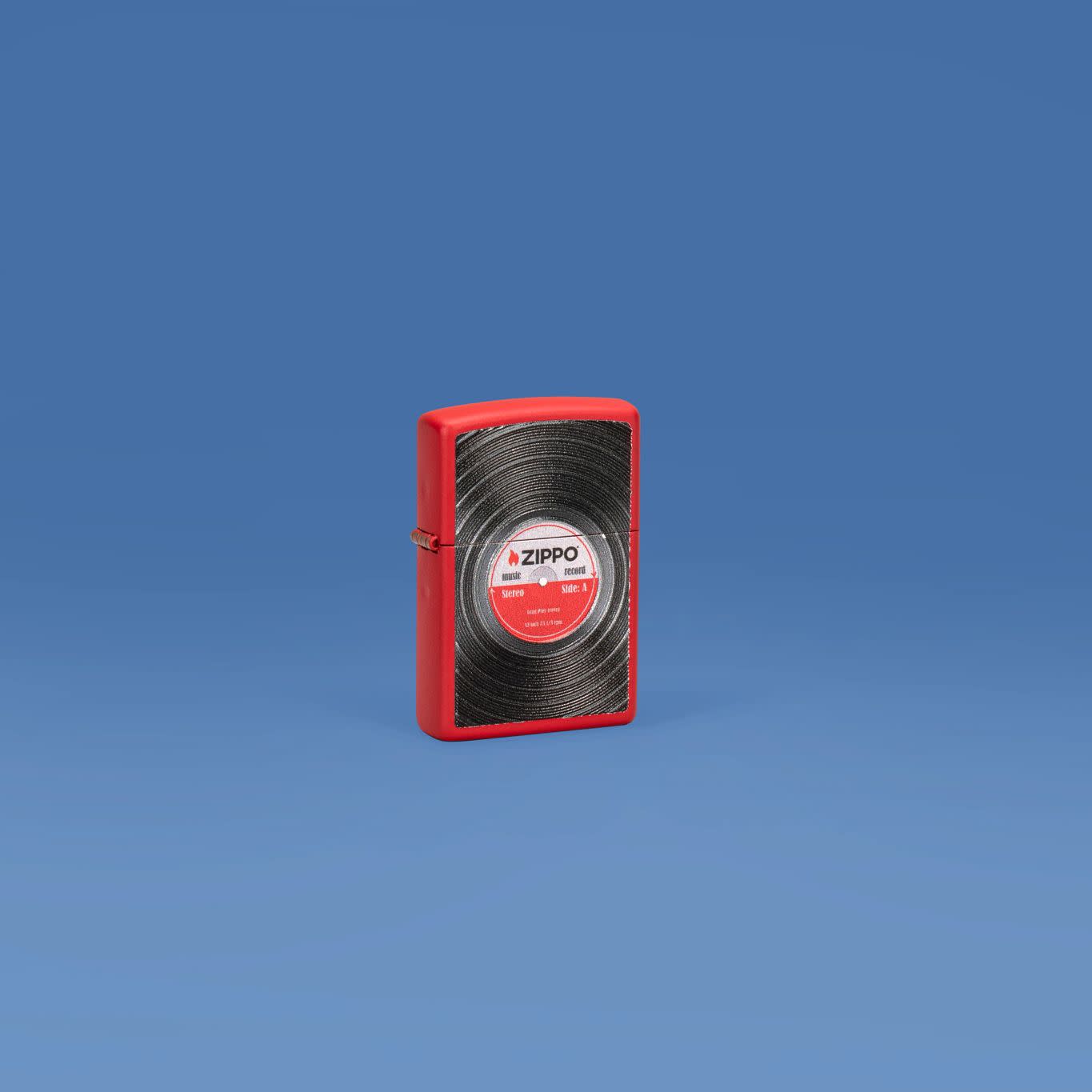 Lifestyle image of Zippo Vinyl Record Texture Print Red Matte Windproof Lighter