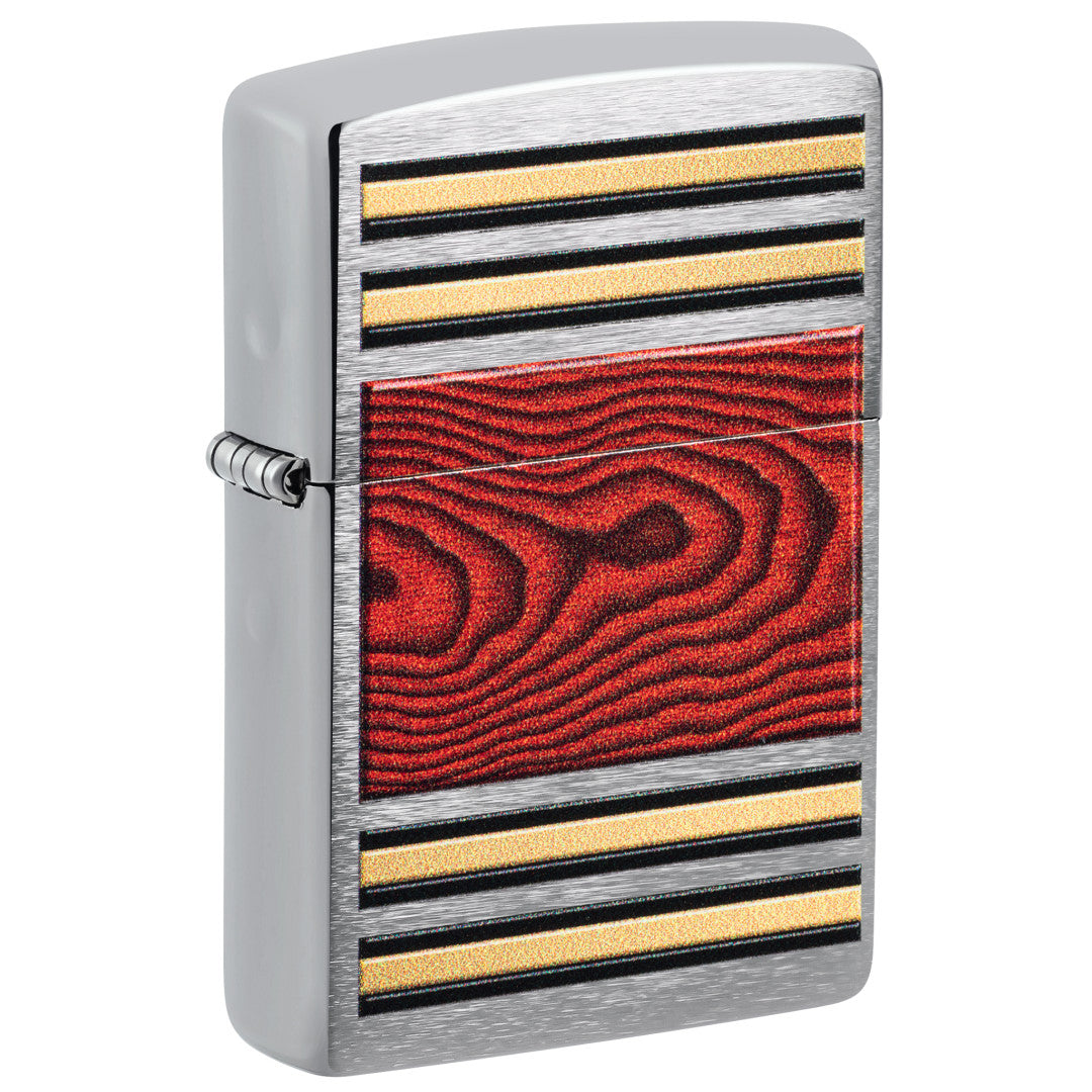 Zippo Woodgrain Design Brushed Chrome Windproof Lighter – Zippo USA