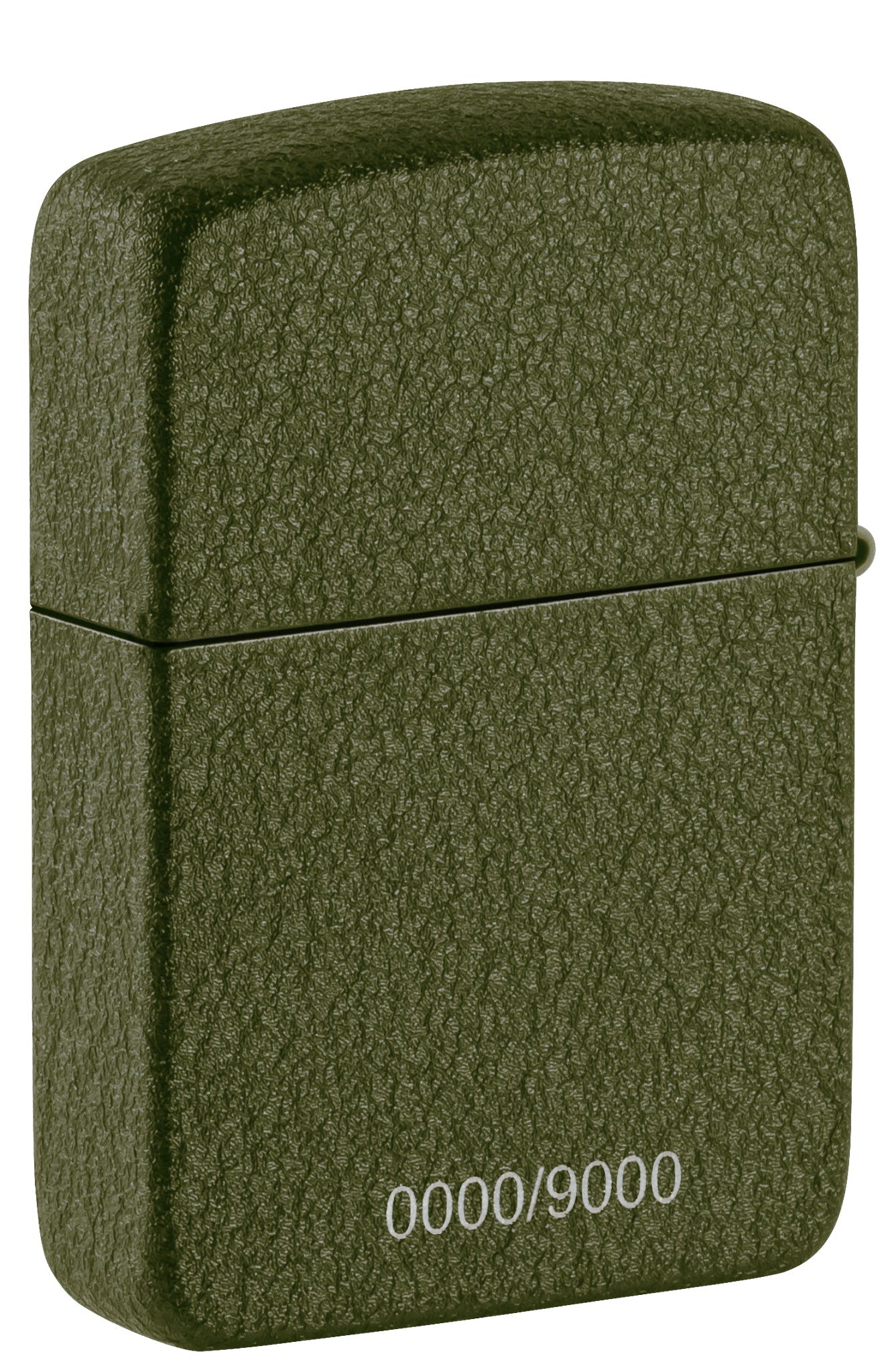 Back view of Zippo VE/VJ 80th Anniversary Collectible Steel Lighter standing at a 3/4 angle and showing the consecutive numbering.