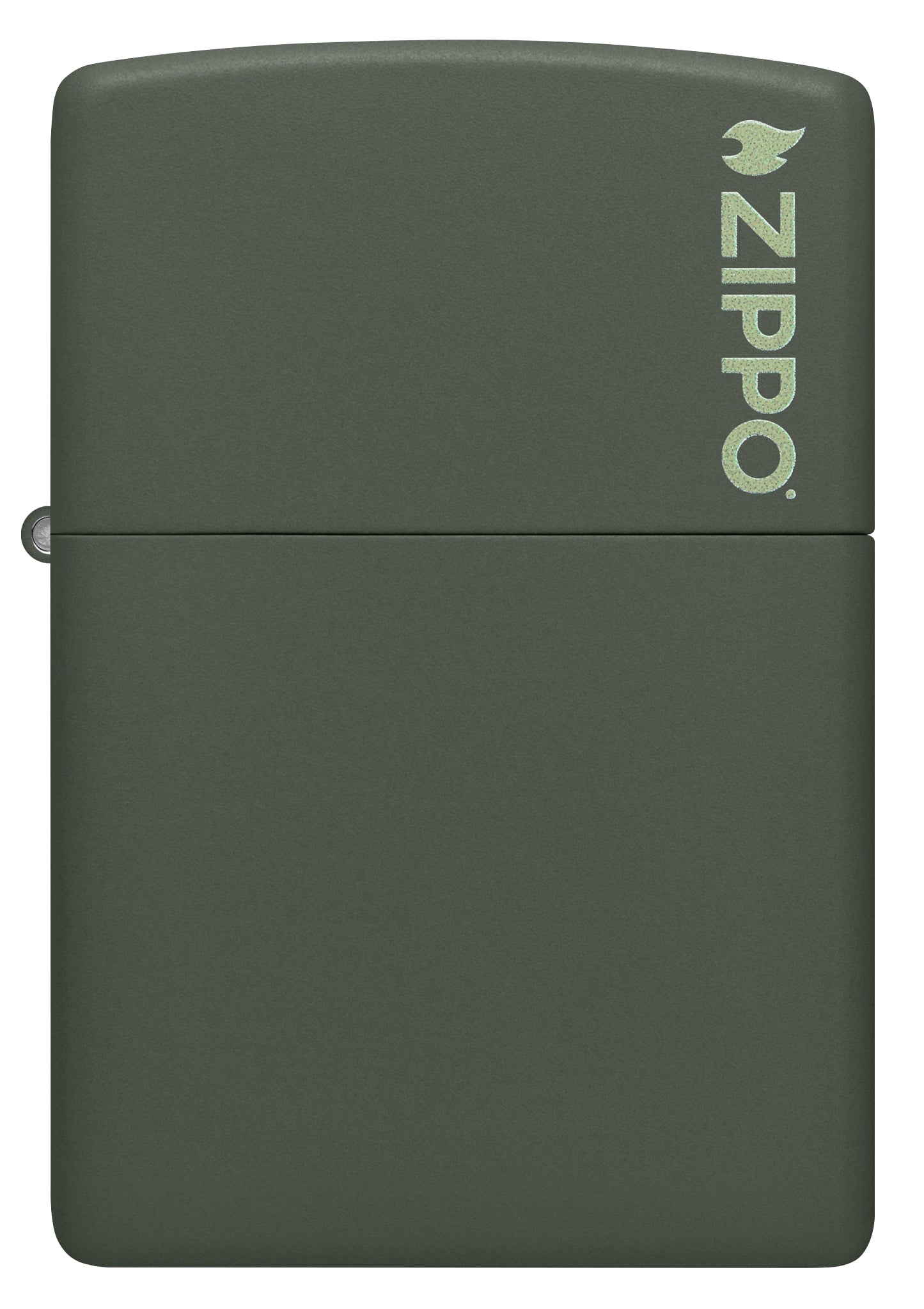Front view of Classic Zippo Logo Green Matte Windproof Lighter.