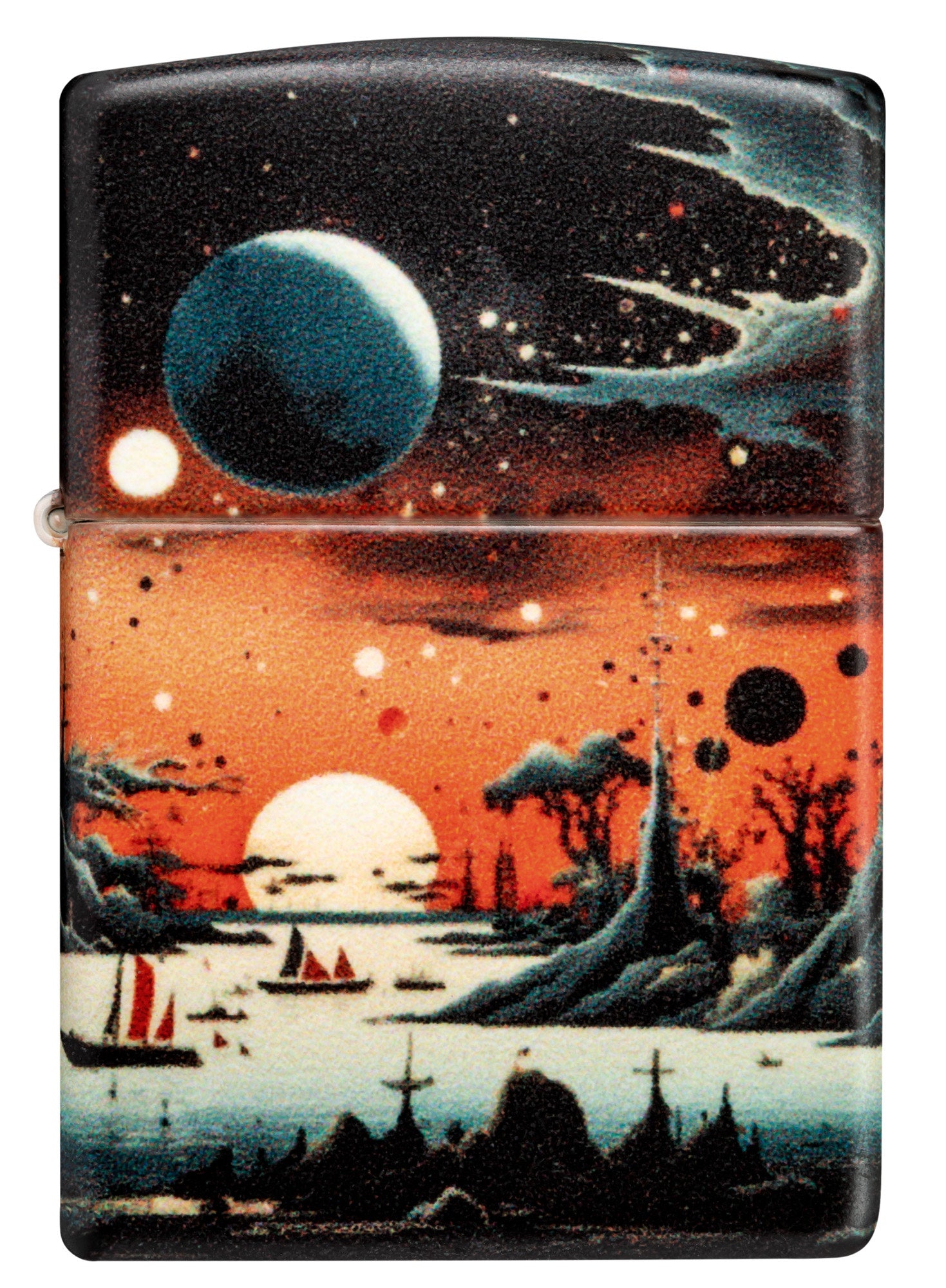 Front view of Zippo Galactic Landscape Design 540 Matte Windproof Lighter.