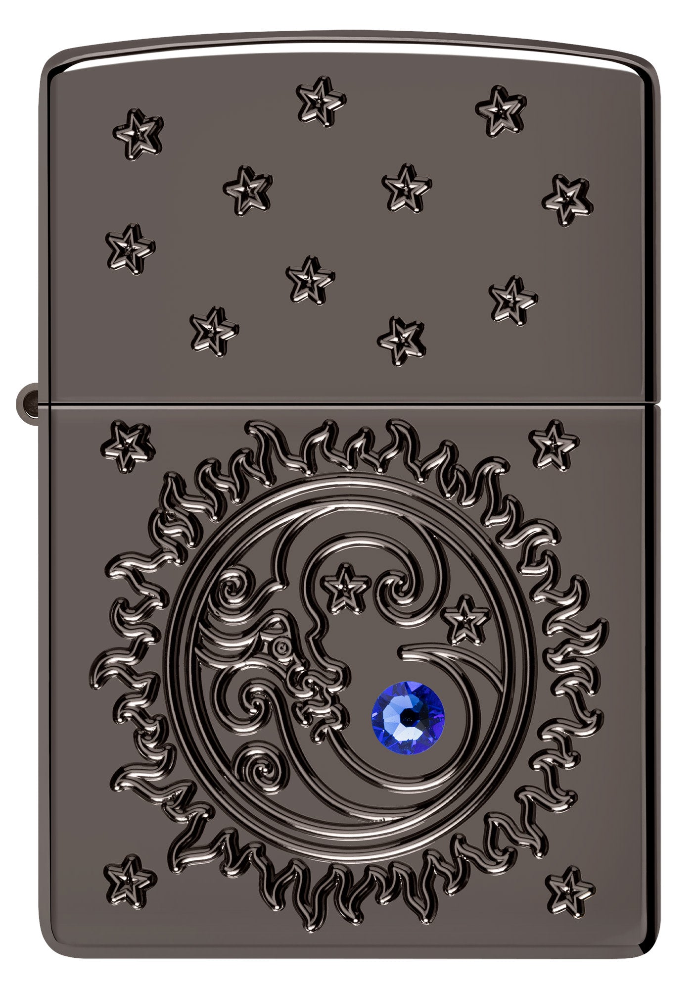 Front view of Zippo Ocean Crystal Black Ice® Windproof Lighter.