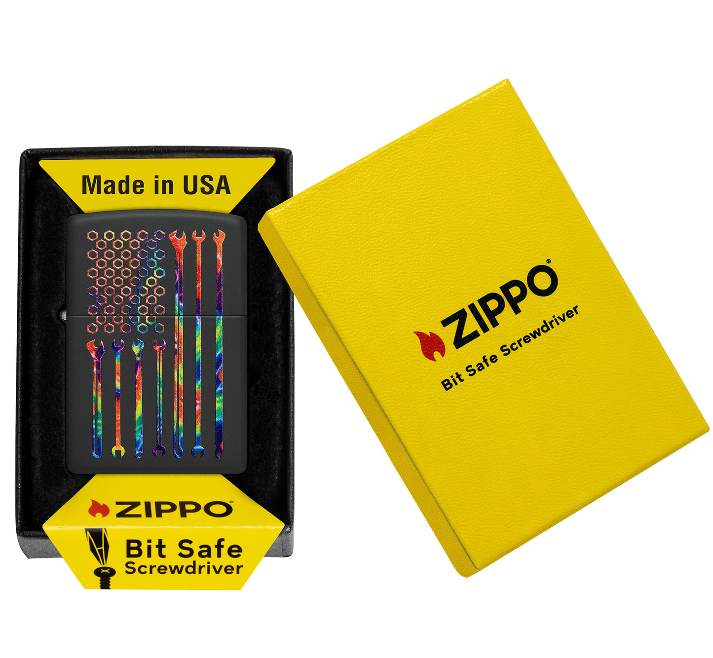Zippo Tie-Dye Tools Bit Safe Design Windproof Lighter packaging