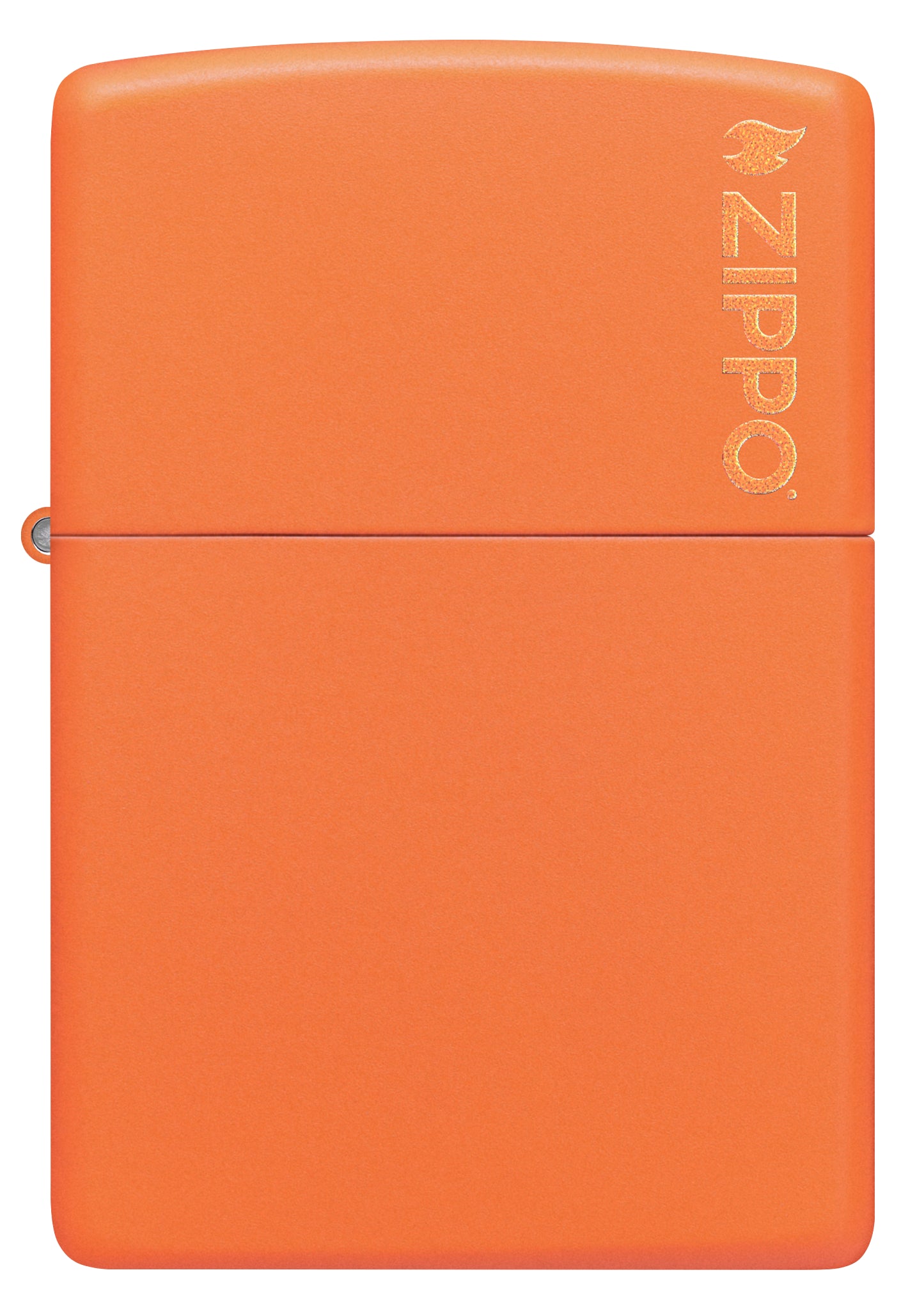Front view of Classic Orange Matte Zippo Logo Windproof Lighter.