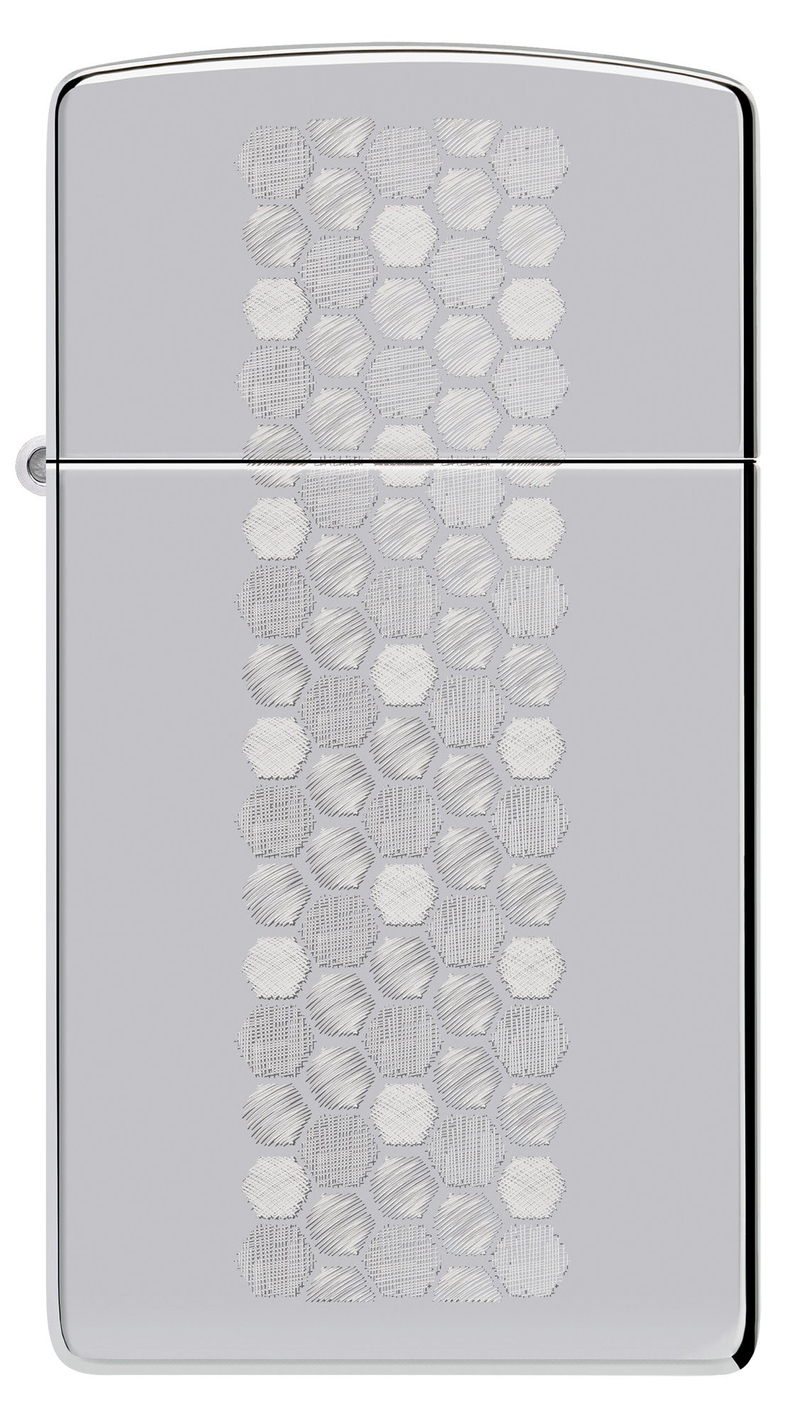 Front view of Zippo Slim® Honeycomb Design High Polish Chrome Windproof Lighter.