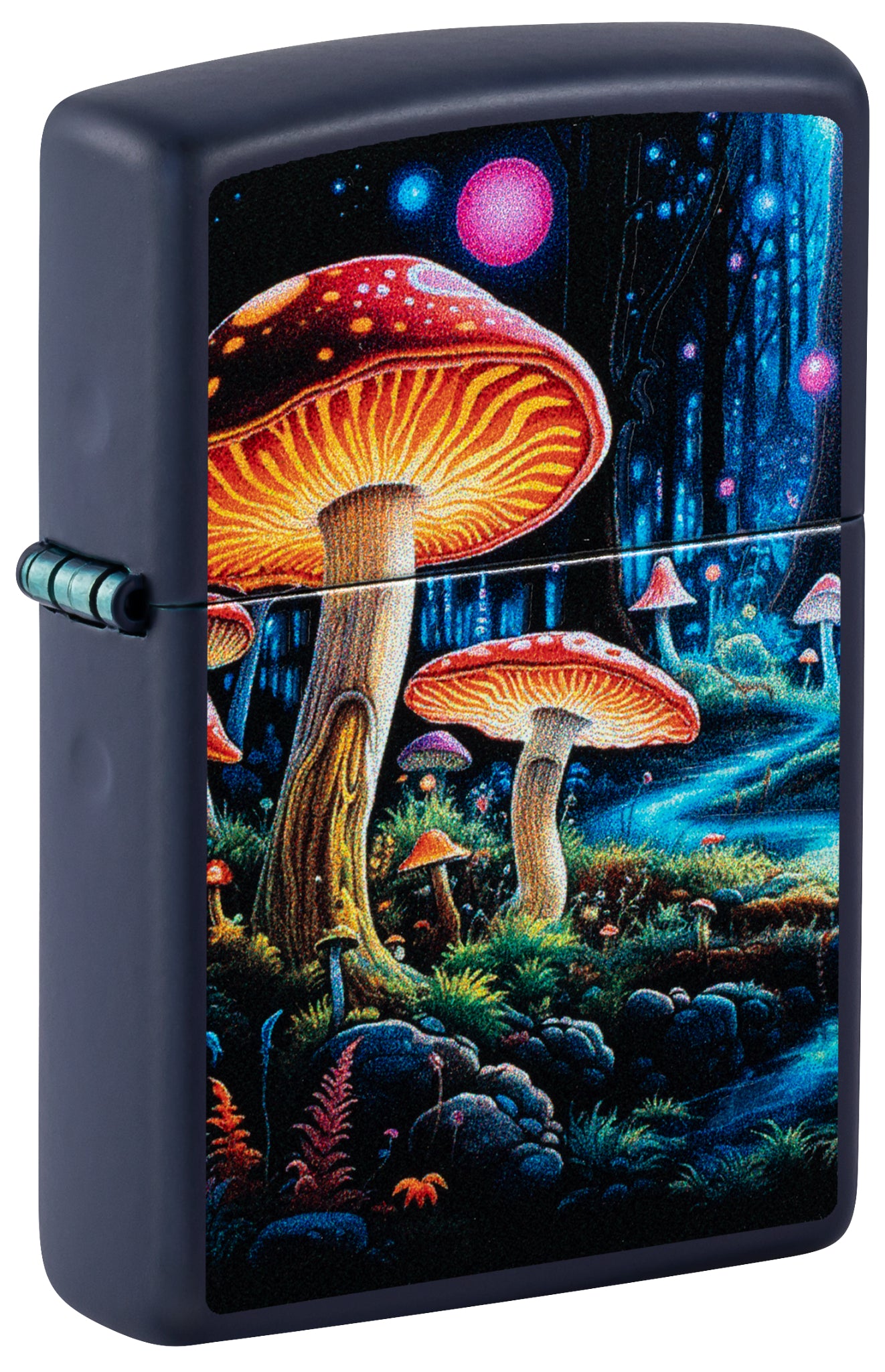 Zippo Black Light Mushroom Design Navy Matte Windproof Lighter