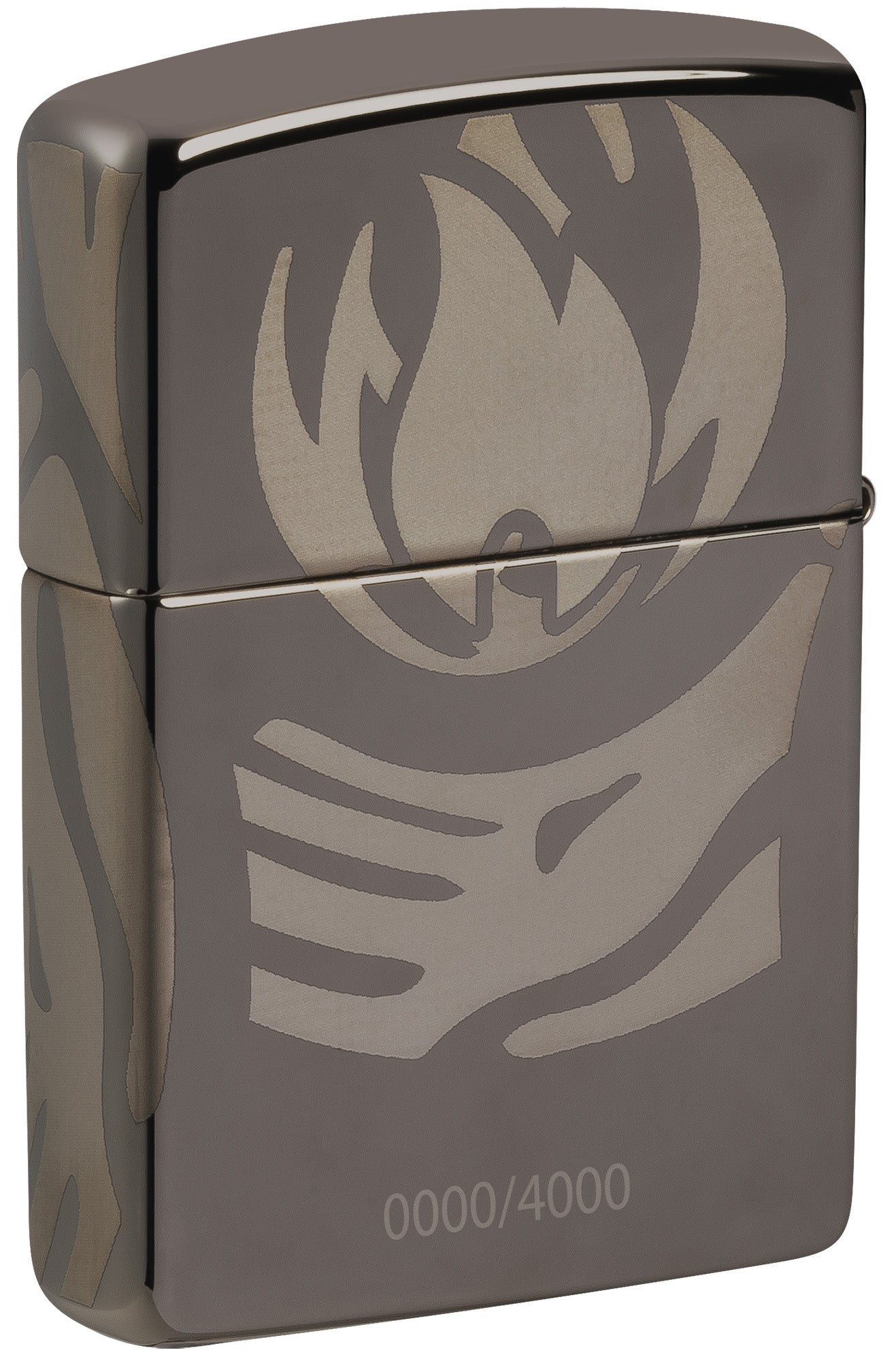Back shot of Zippo 2025 Collectible of the Year Windproof Lighter standing at a 3/4 angle.