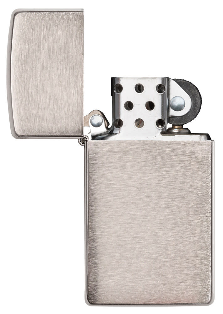 Brushed Chrome Finish with Slim Case with its lid open and unlit.