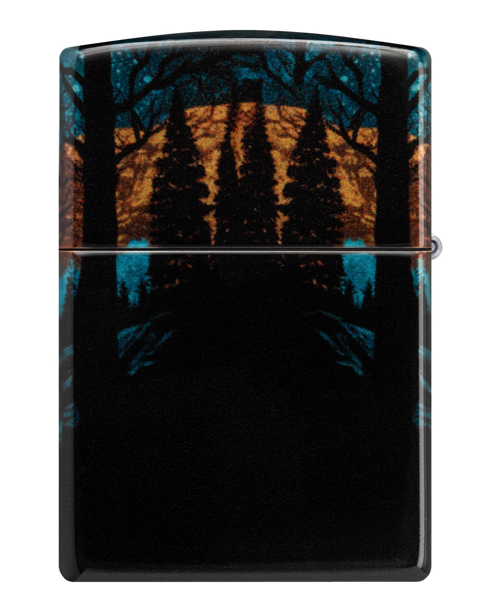 Back view of Zippo Moonlight Wolf Design 540 Tumbled Chrome Windproof Lighter.