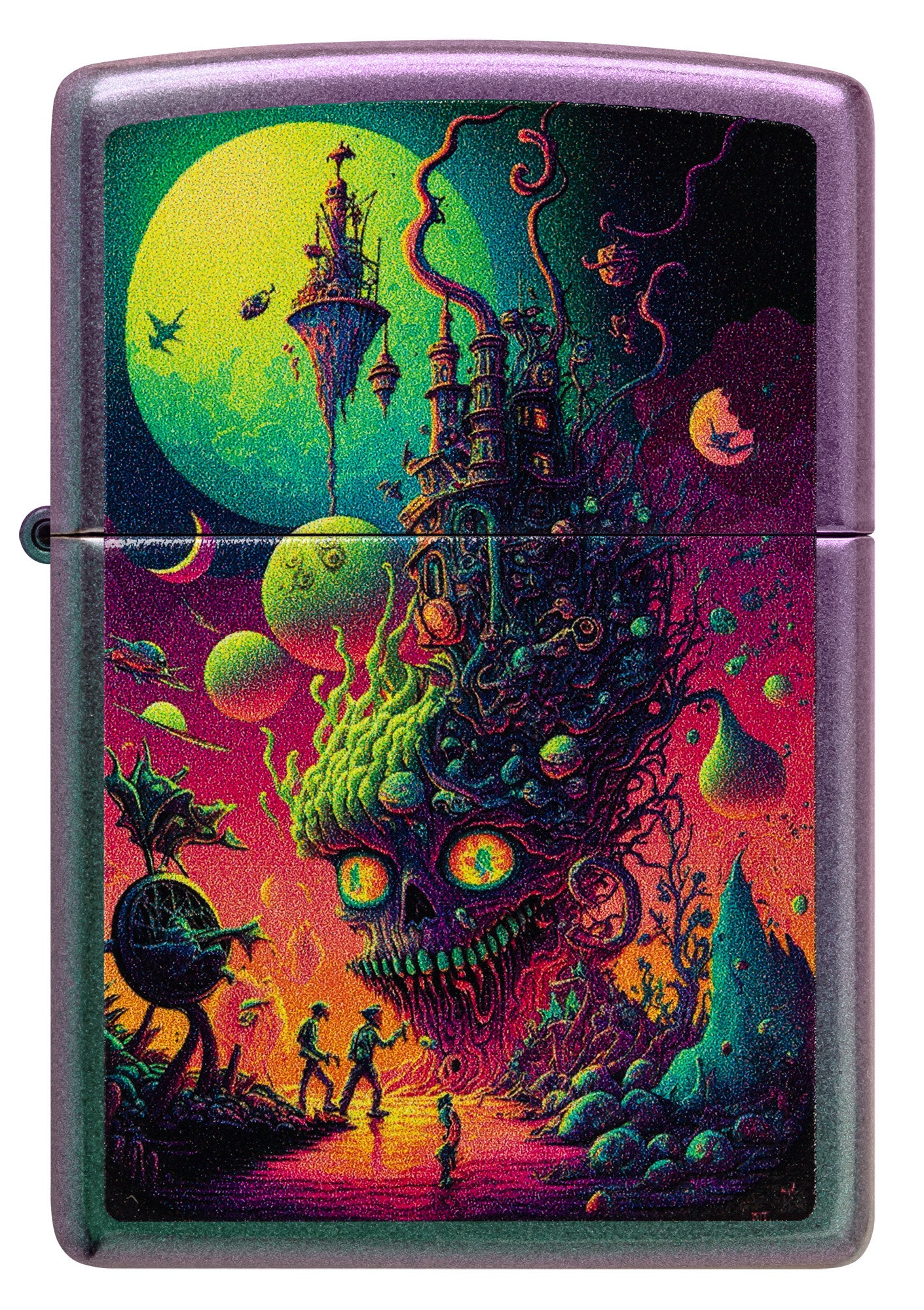 Front view of Zippo Distant Lands Design Iridescent Windproof Lighter.