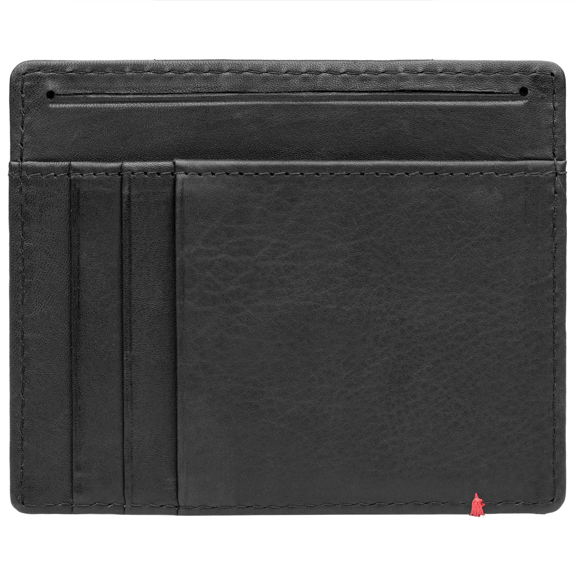 Black Leather Wallet With Bass Metal Plate design minimalist back empty