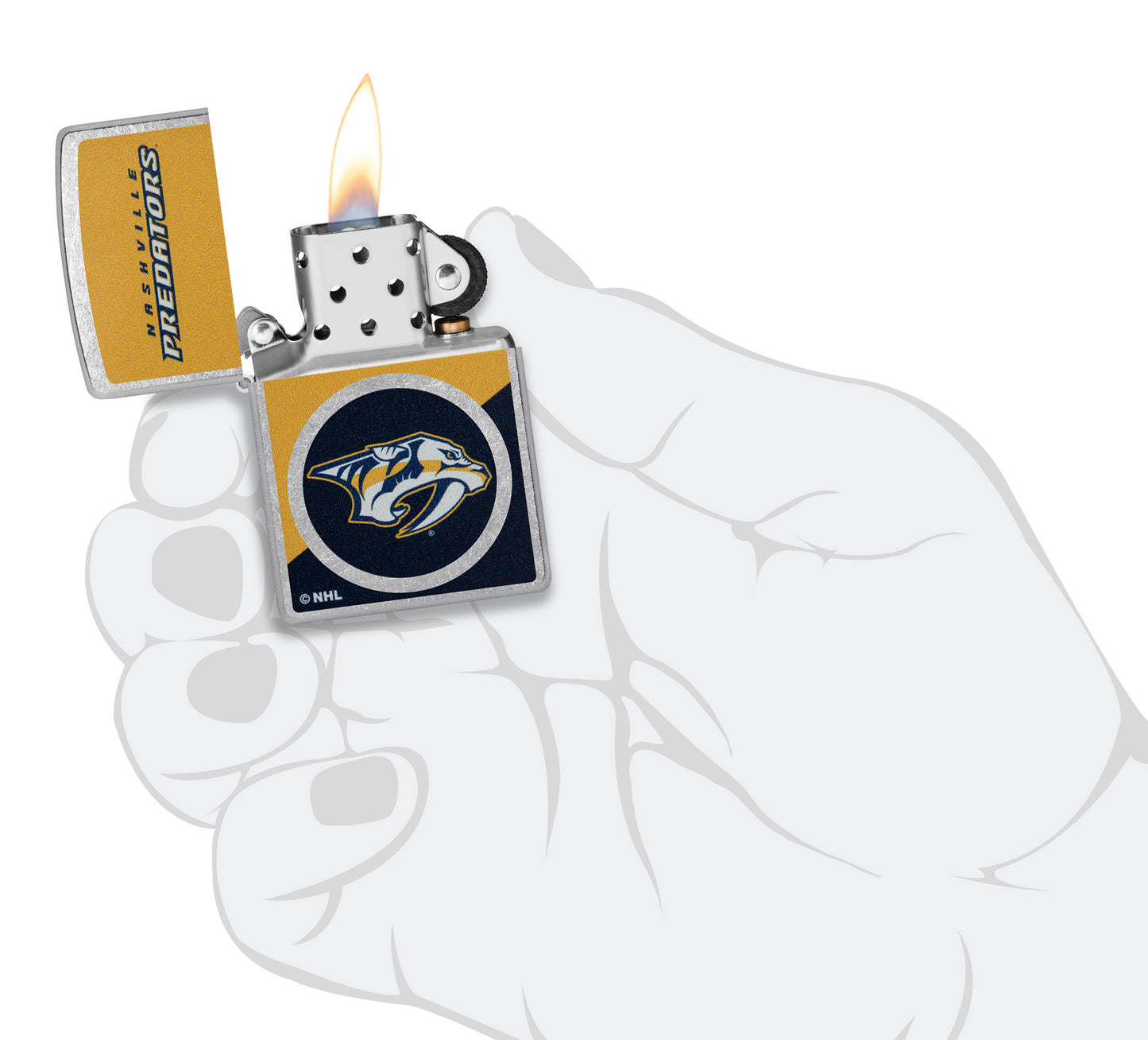 Zippo NHL® Nashville Predators® 2024 Street Chrome™ Windproof Lighter in its packaging.