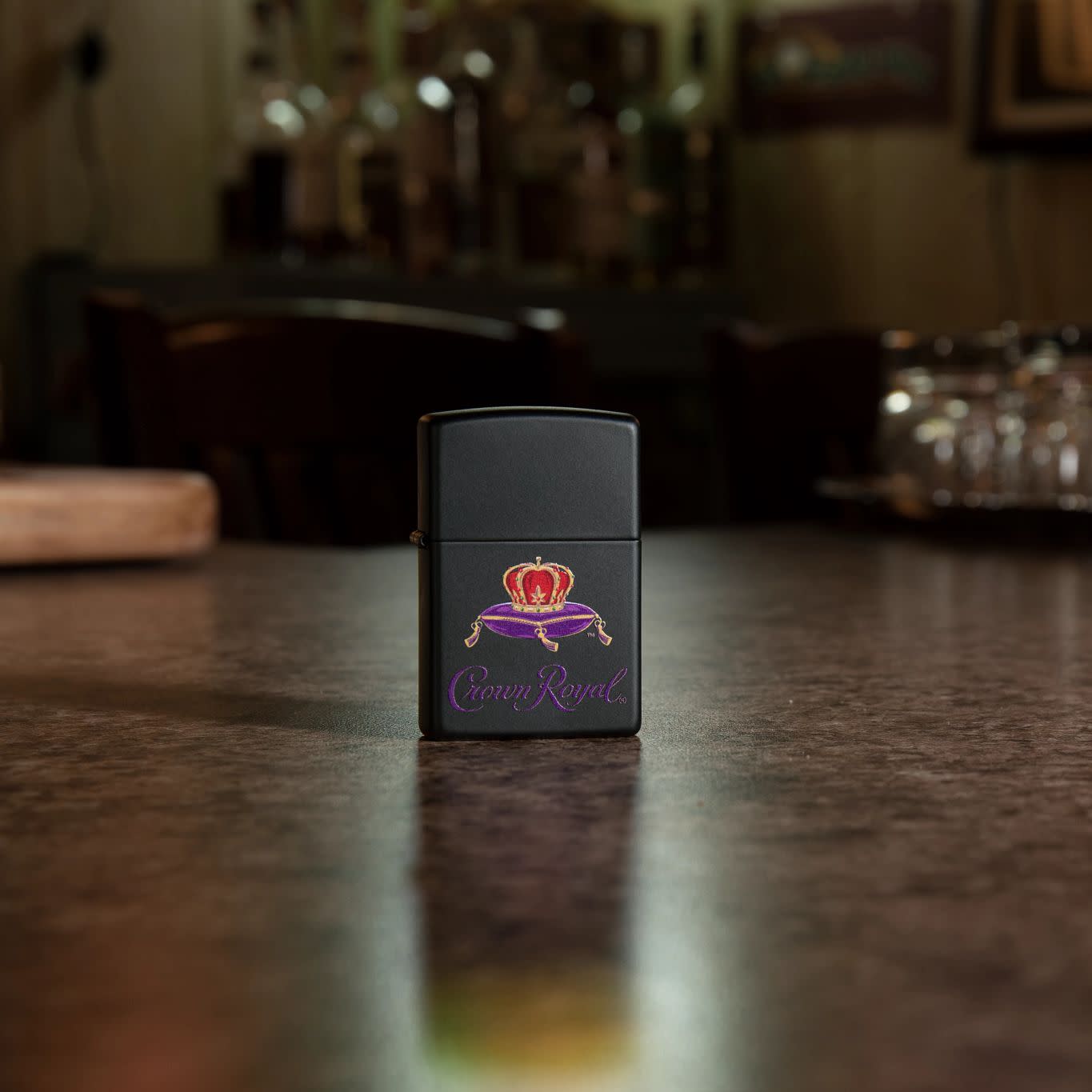 Lifestyle image of Crown Royal® Logo Black Matte Windproof Lighter