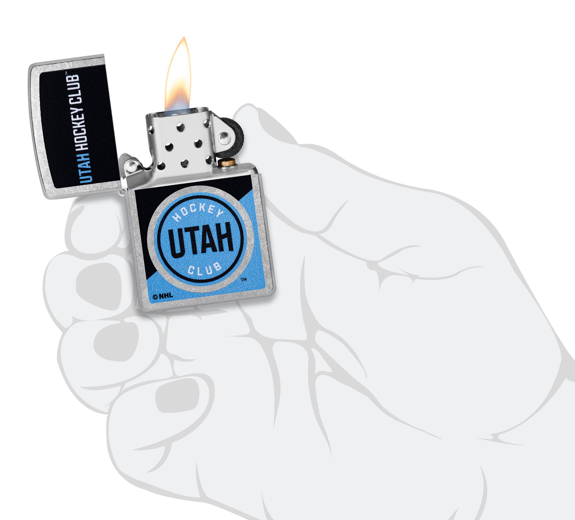 Zippo NHL® Utah Hockey Club® 2024 Street Chrome™ Windproof Lighter in its packaging.