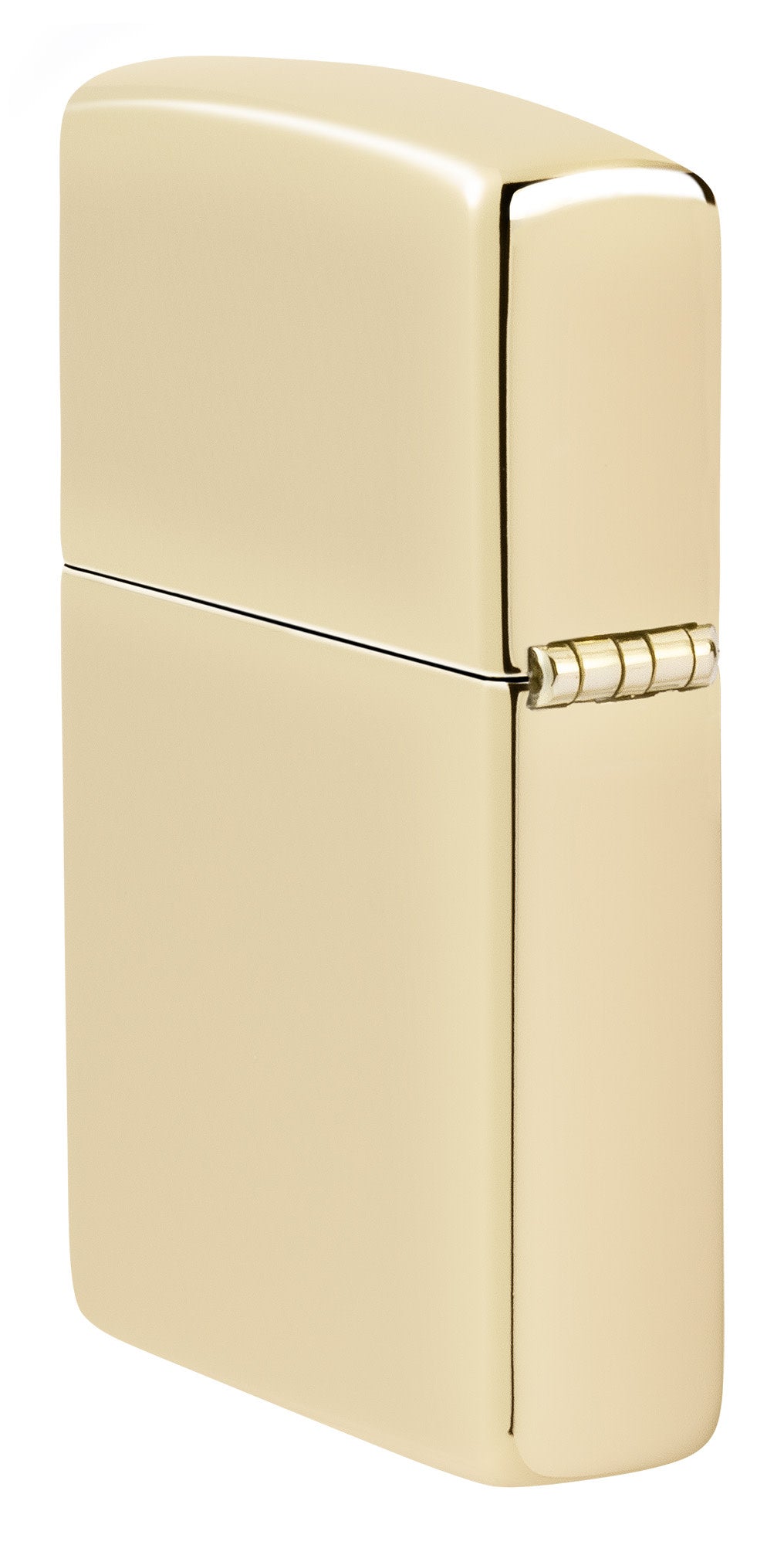 Angled shot of Zippo Classic Champagne Windproof Lighter showing the front and right sides of the lighter.