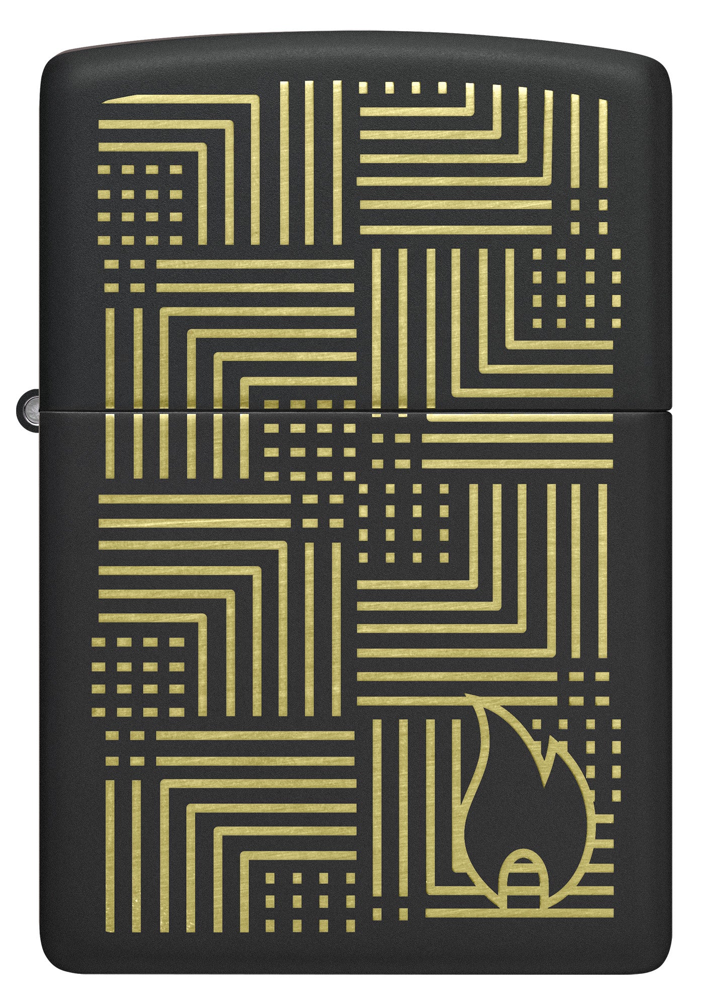 Front view of Zippo Reflection Design Black Matte Windproof Lighter.