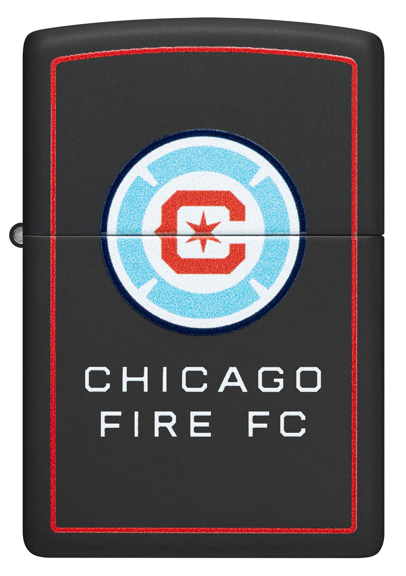 Front view of Zippo Chicago Fire FC Windproof Lighter.