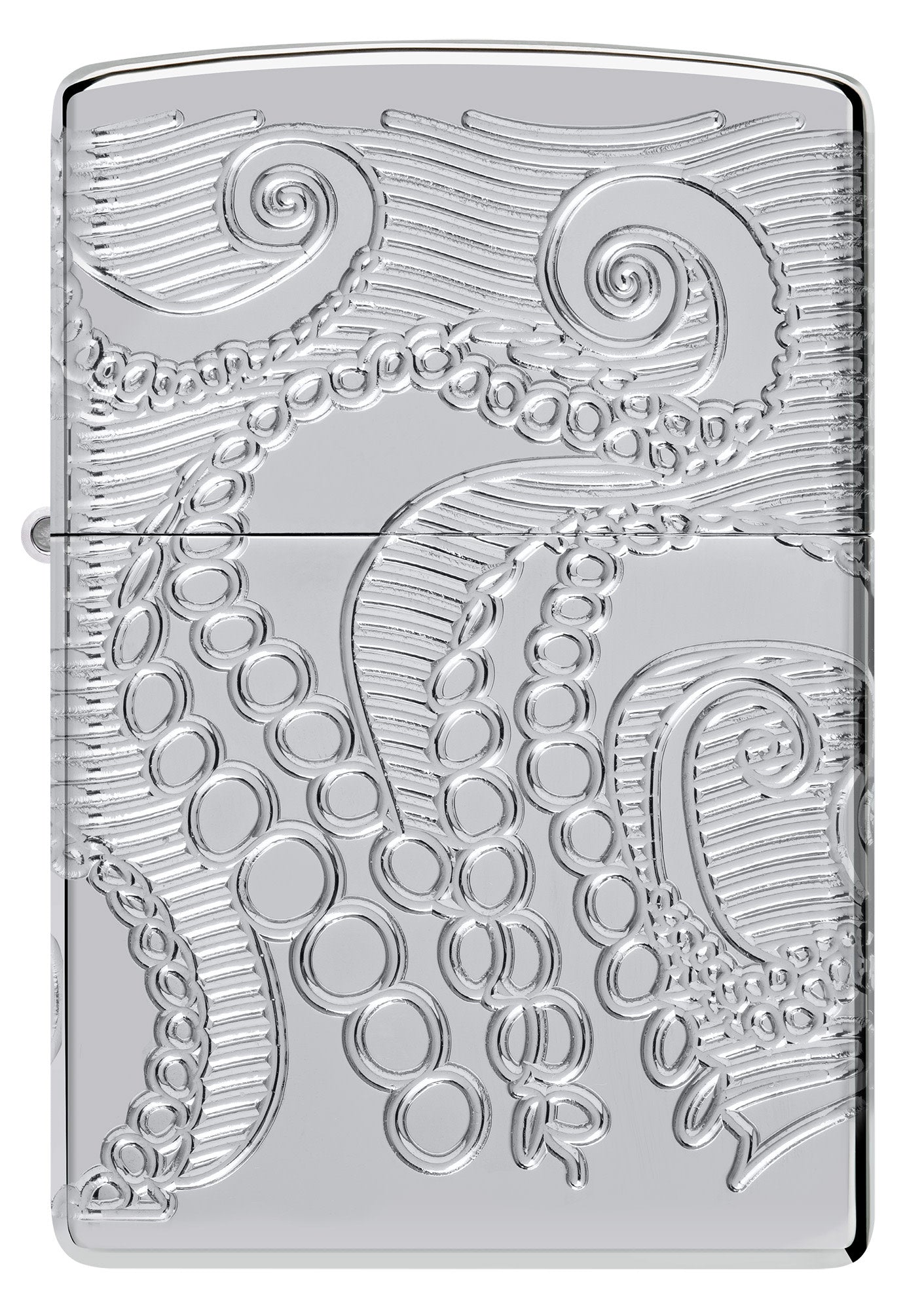 Front shot of Zippo Tentacles Design Armor® High Polish Chrome Windproof Lighter.