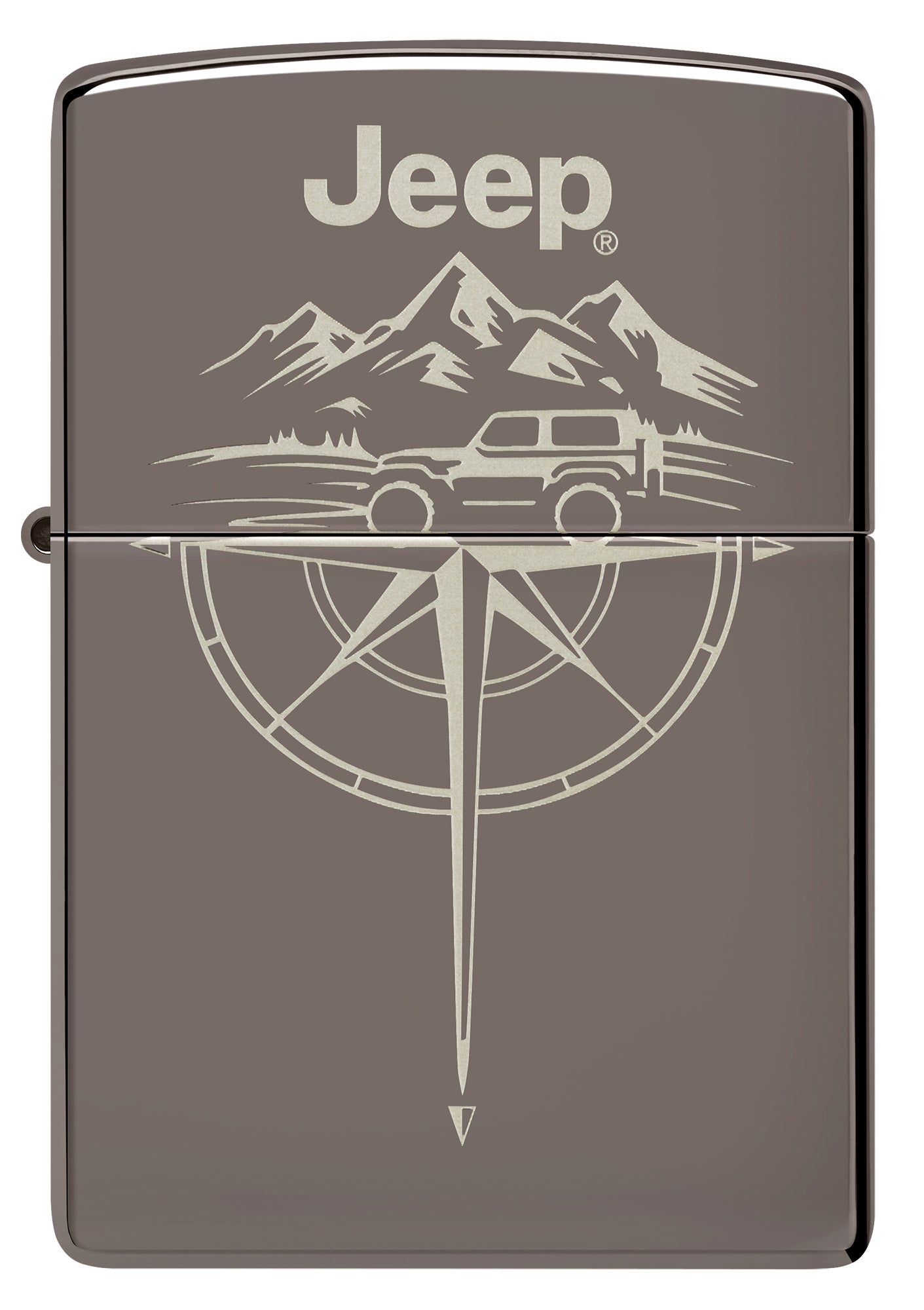 Front view of Zippo Jeep® Wilderness Design Black Ice Windproof Lighter.