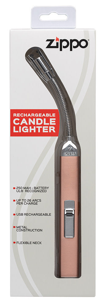Rechargeable Candle Lighter Rose Gold in packaging