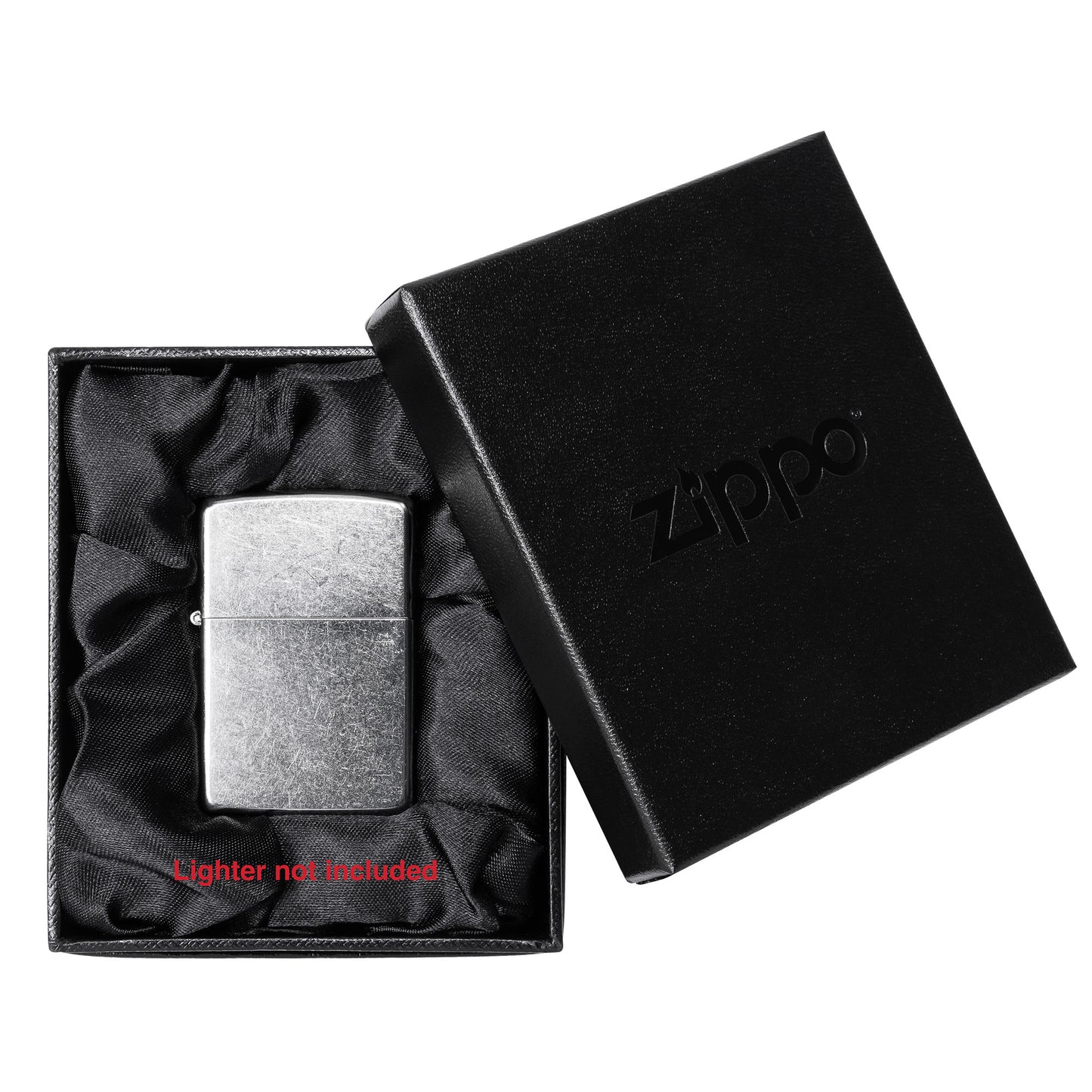 Front Image of filled Black Bottom Piece of Gift Box with Lid (lighter not included)