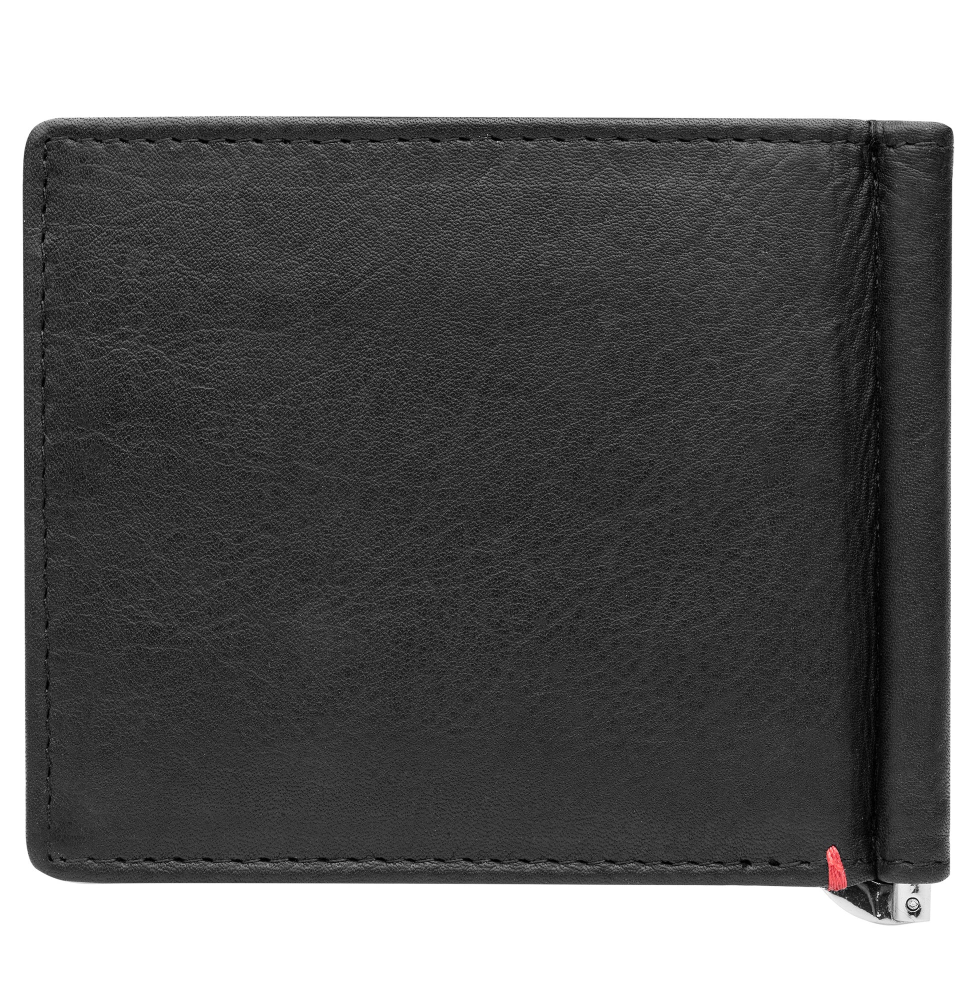 Back of black leather Wallet With Skull Metal Plate - ID Window