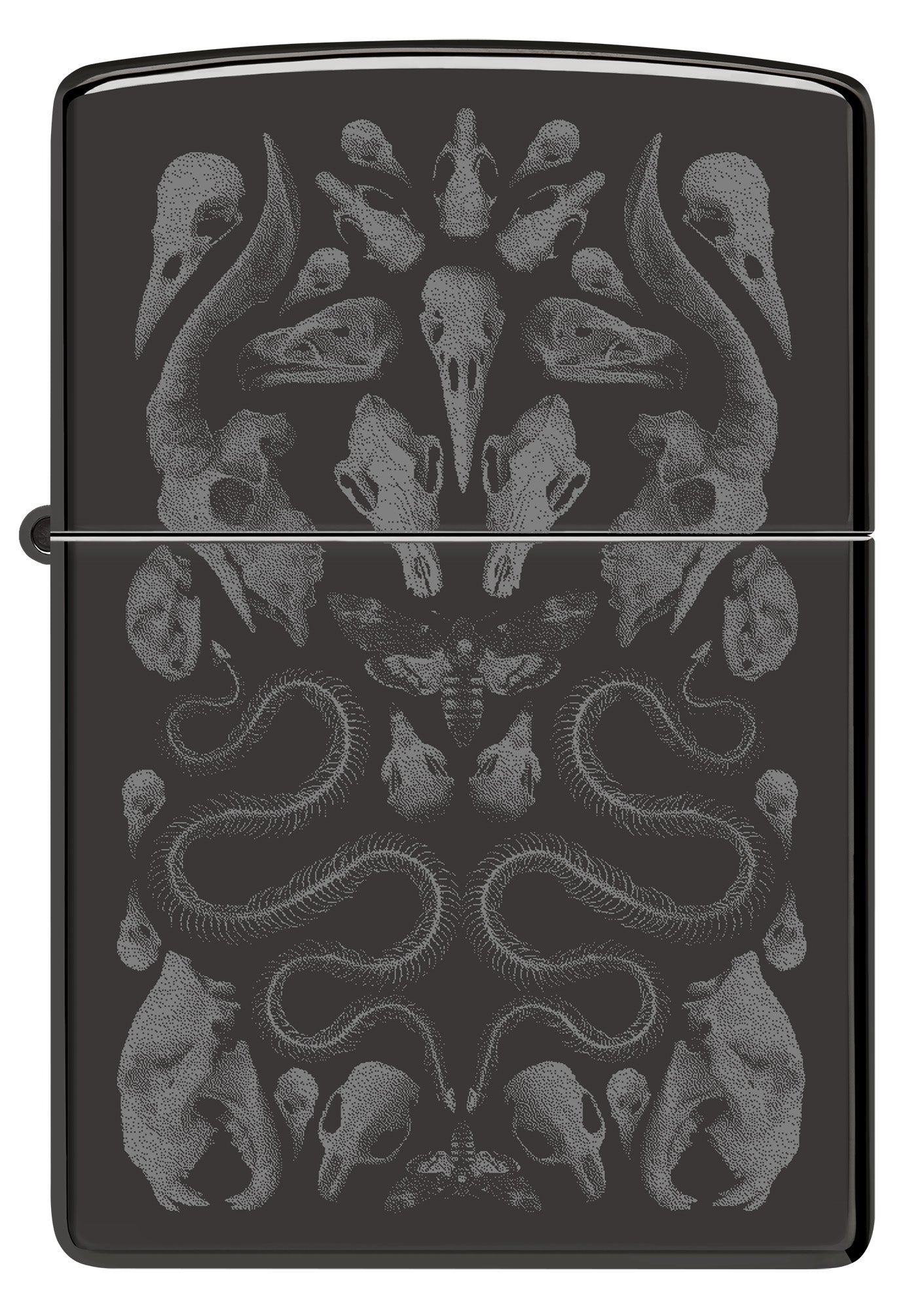 Front view of Zippo Bone Mosaic Design Ebony Windproof Lighter.