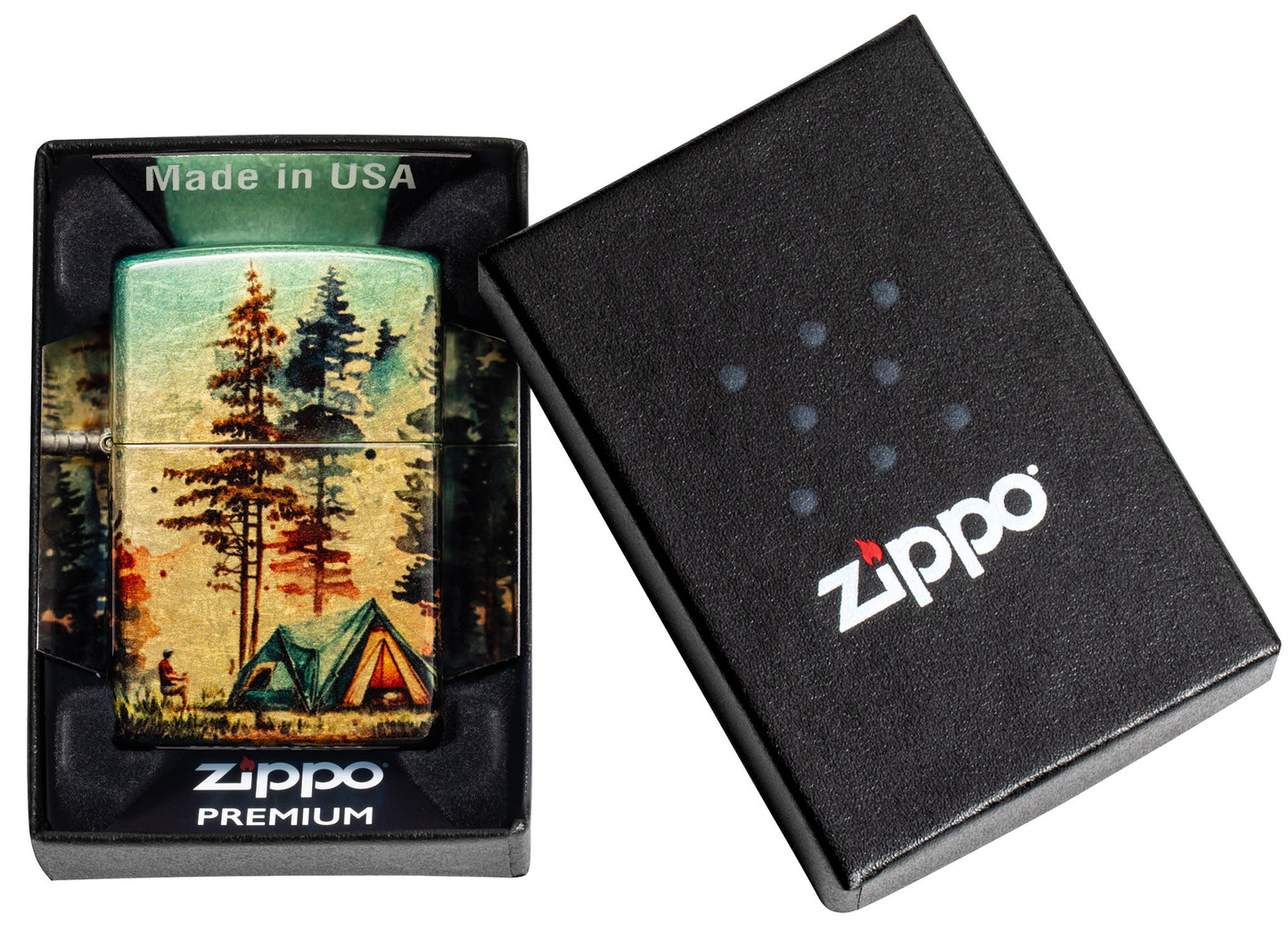 Zippo Off the Grid Design 540 Tumbled Brass Windproof Lighter in its packaging.