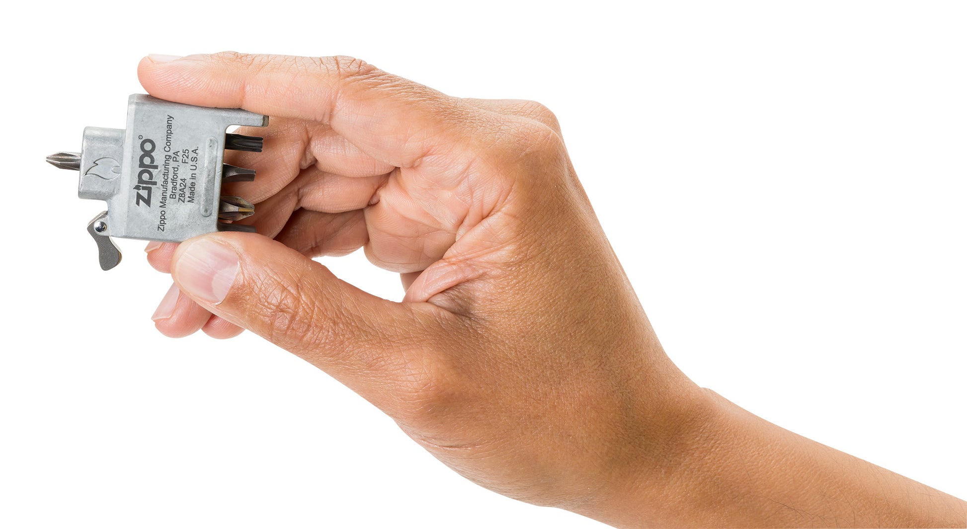 Zippo Bit Safe USA 4-in-1 Screwdriver Lighter Insert in-Hand.
