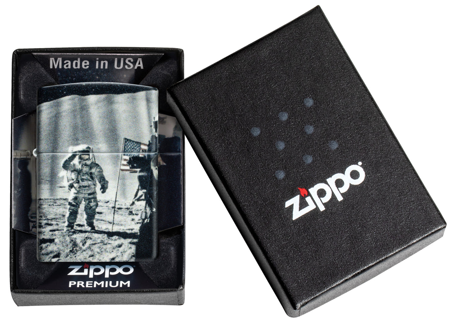Zippo Astro-not Design 540 Matte Windproof Lighter in its packaging.